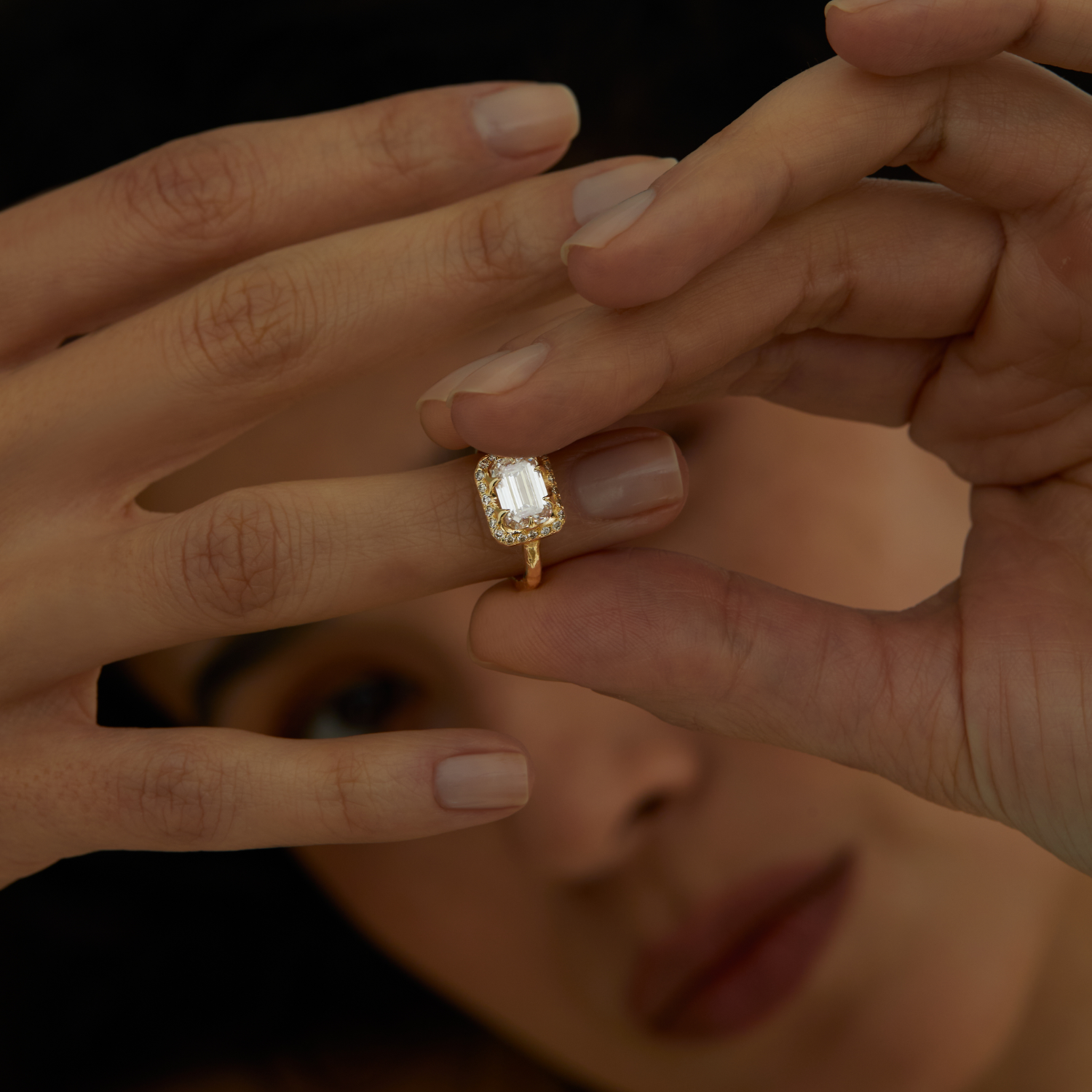 East-West Emerald-cut Diamond Ring