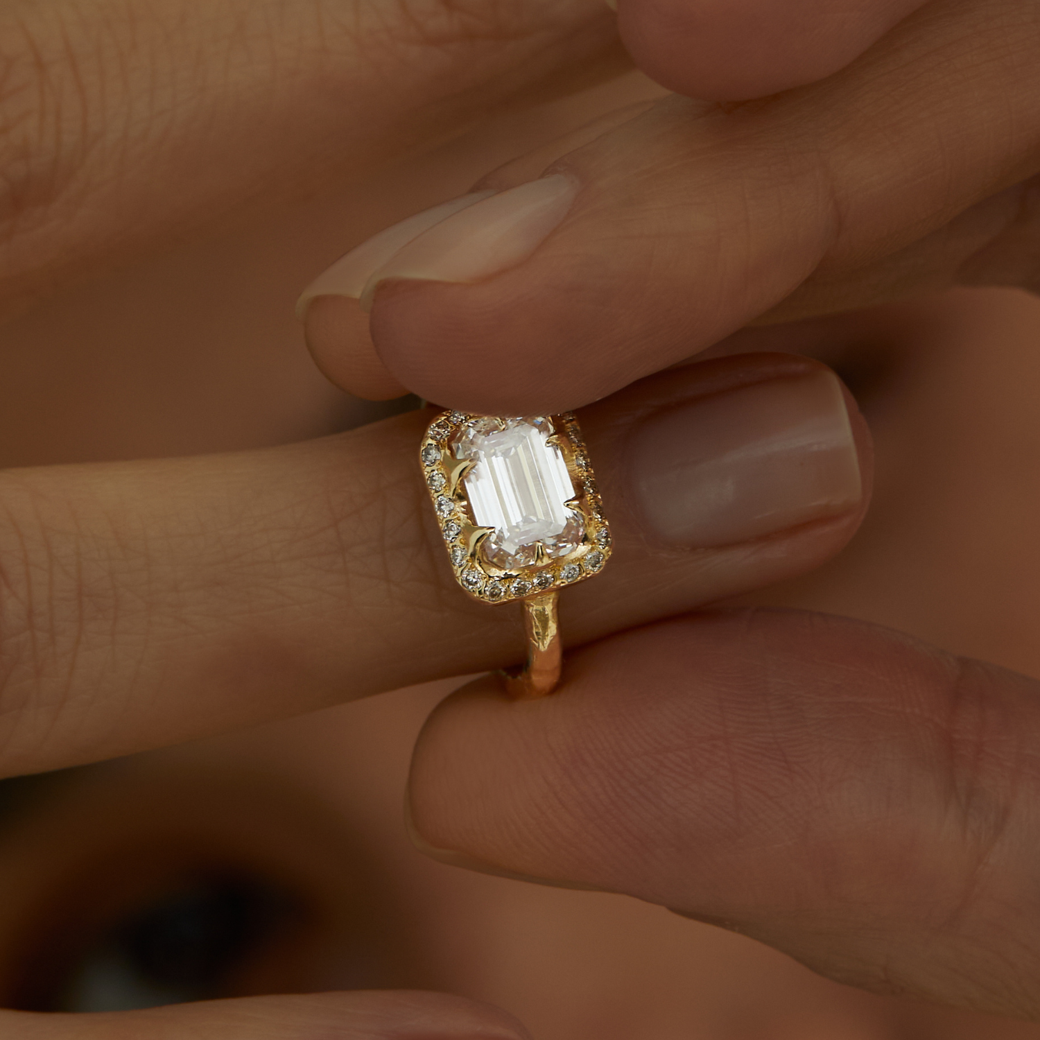 East-West Emerald-cut Diamond Ring