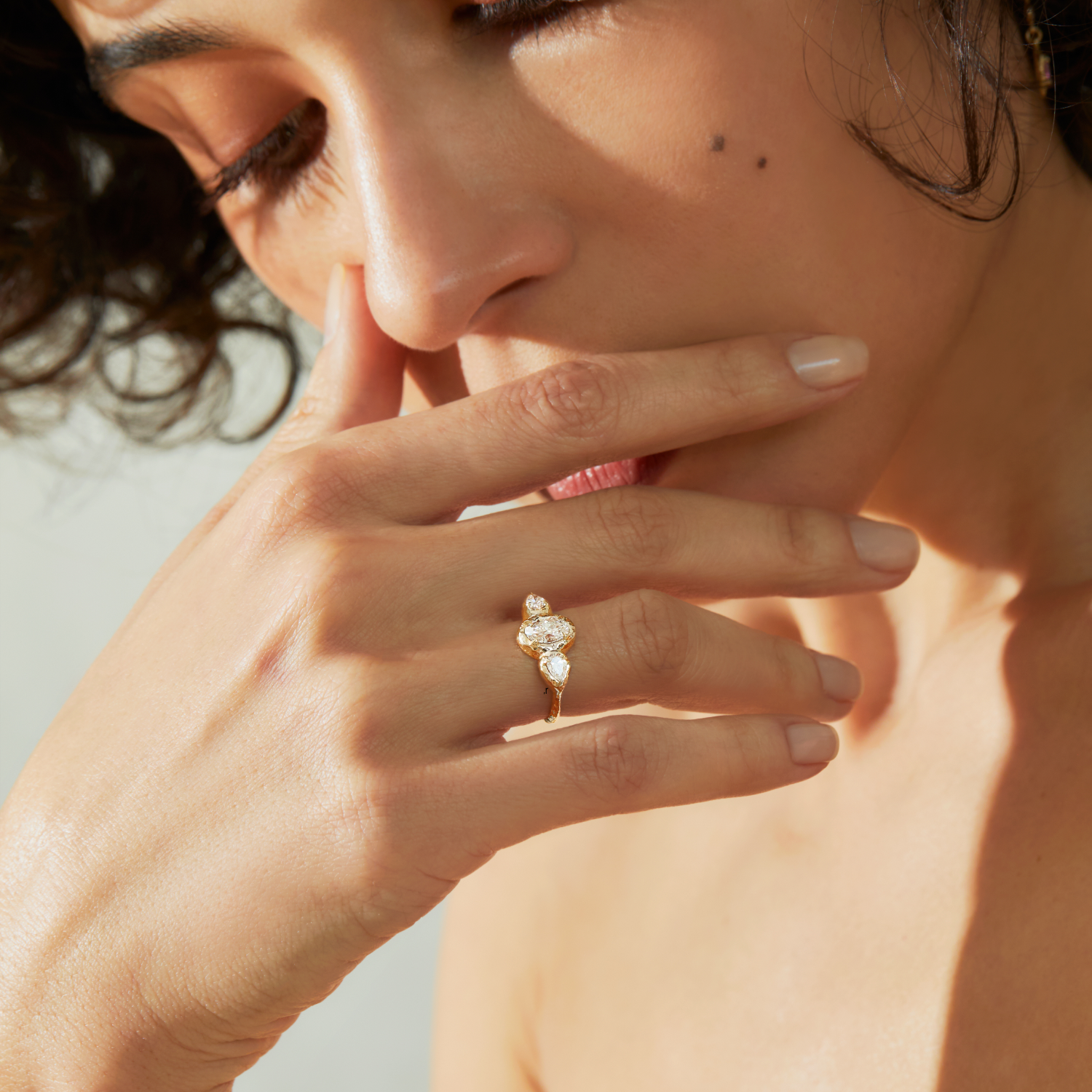 Oval & Two Pears Engagement Ring