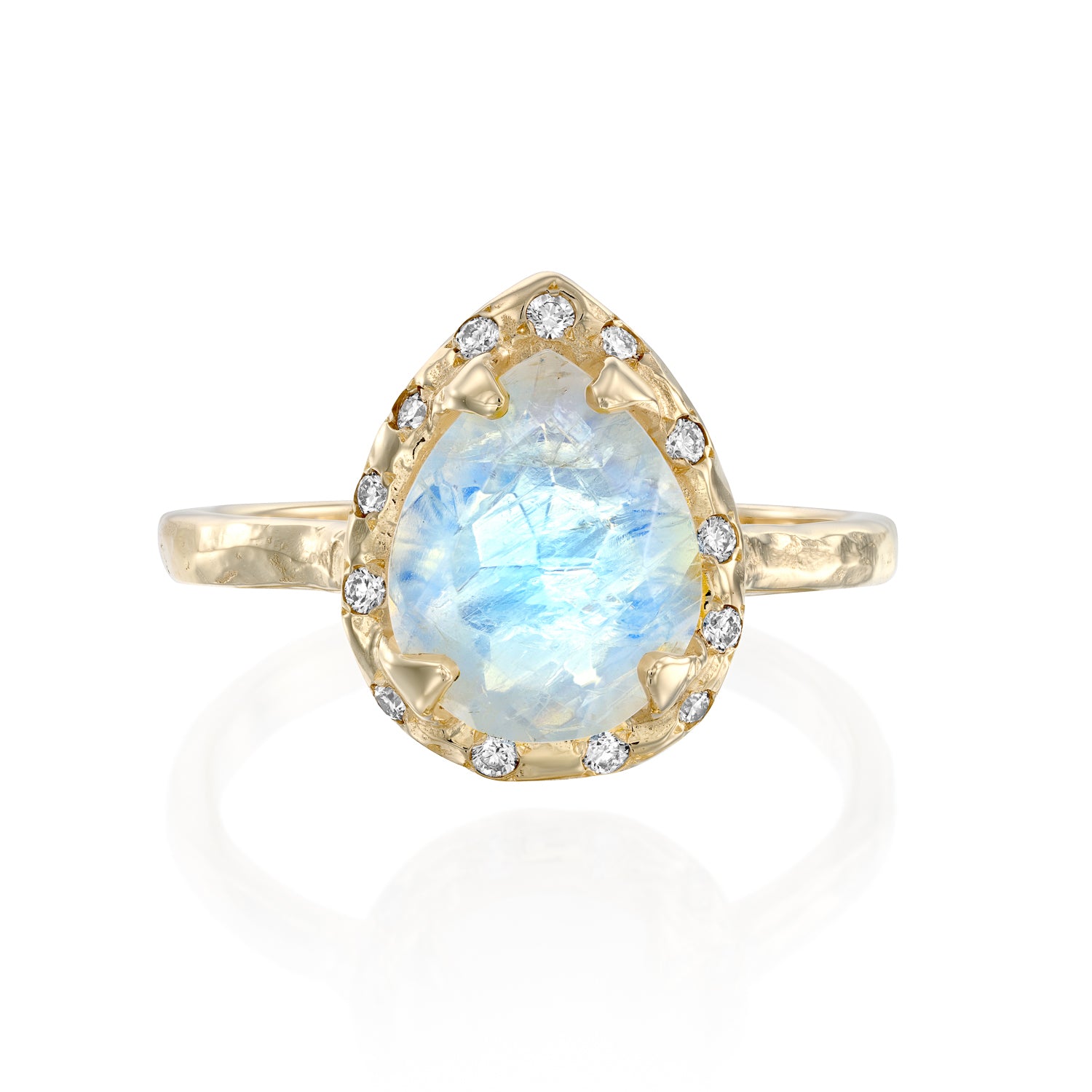 Mini Eden Ring & diamonds - Moonstone drop