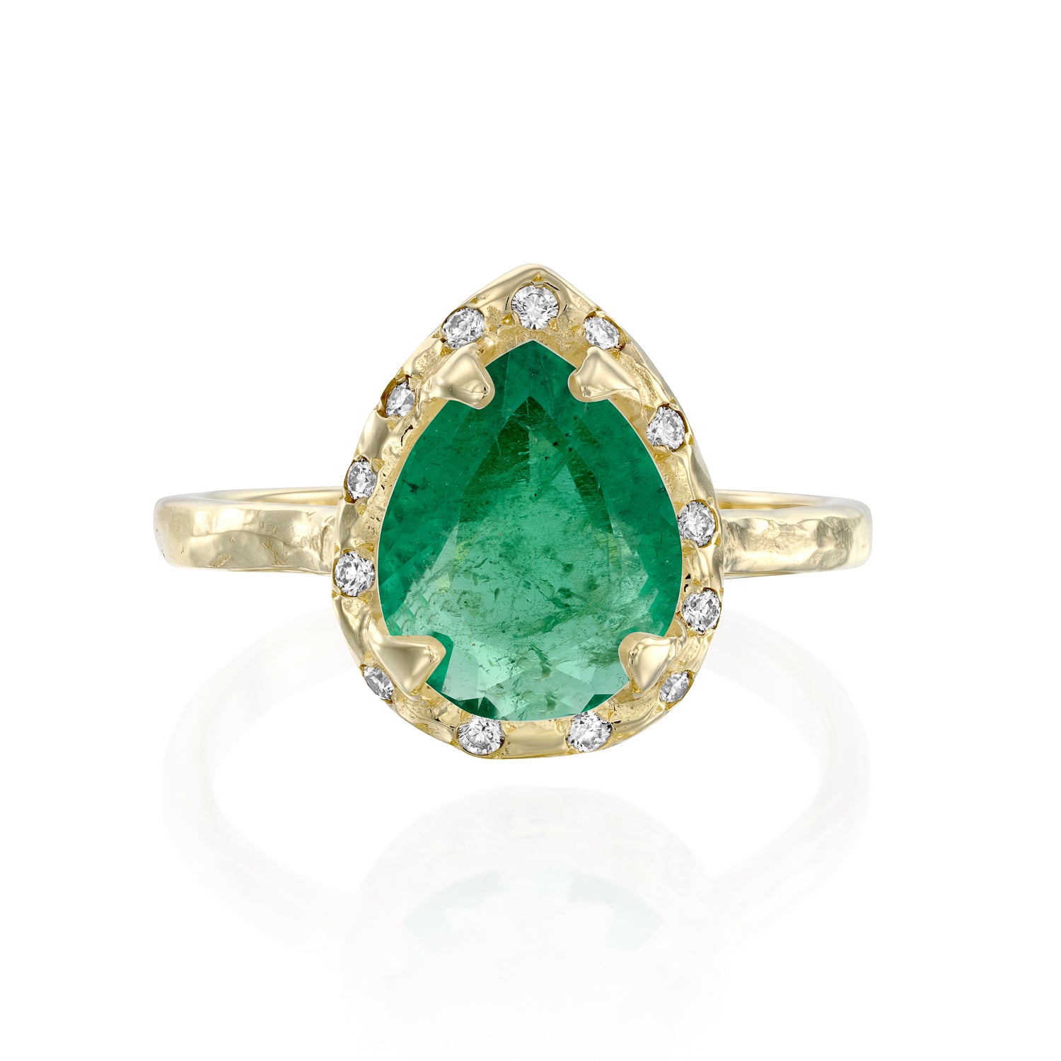 Mini Eden Ring & diamonds - Emerald drop