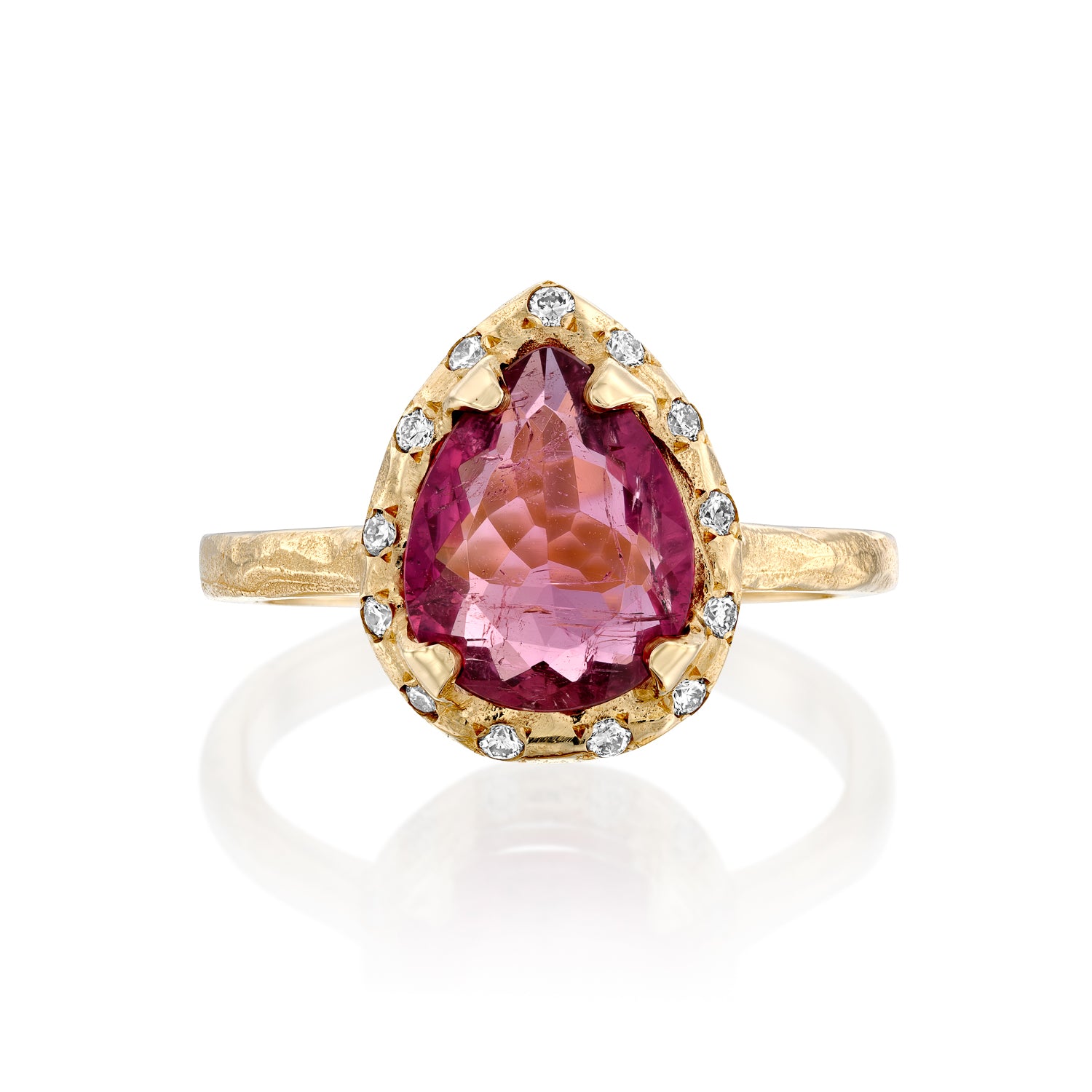 Mini Eden Ring &amp; diamonds - Pink Tourmaline