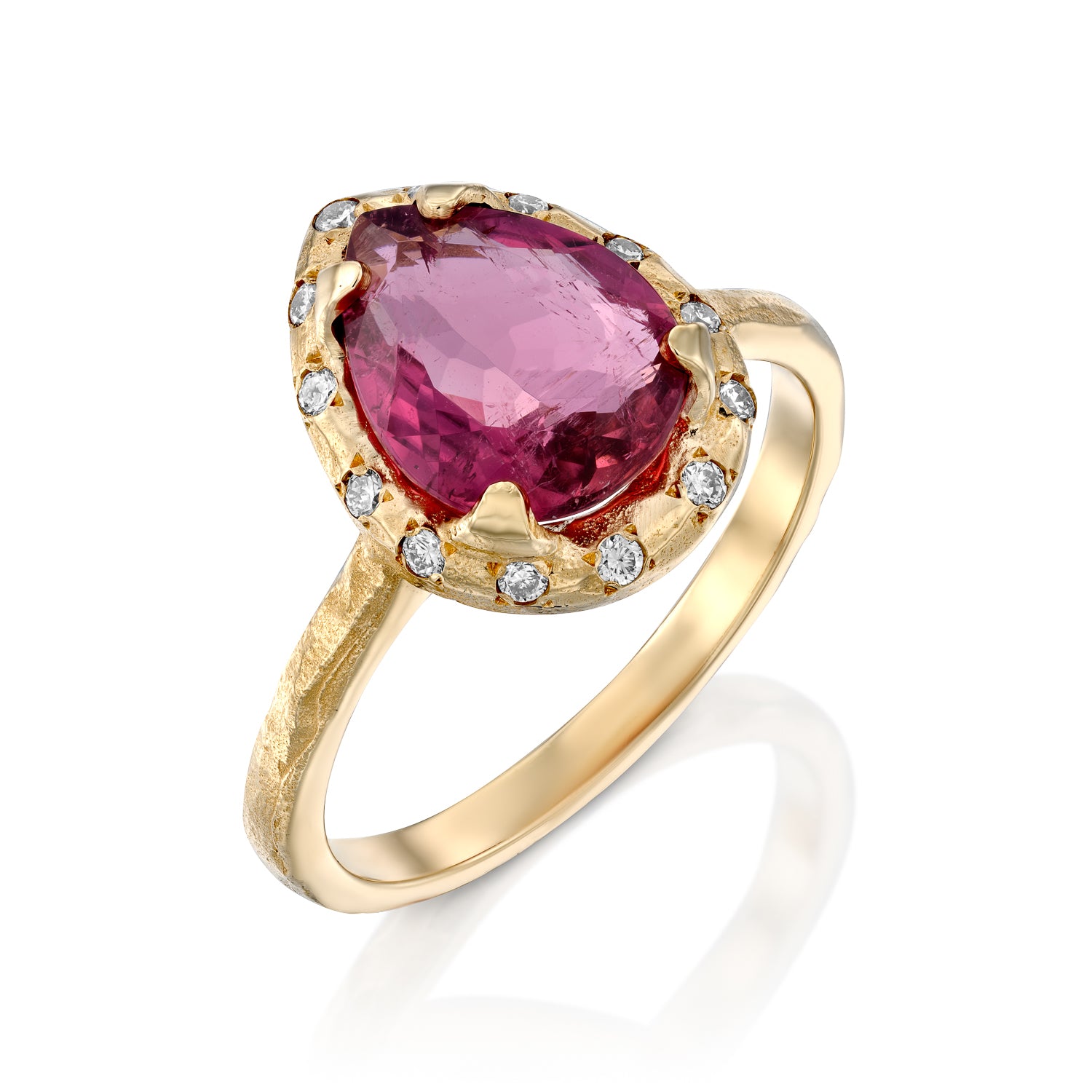 Mini Eden Ring &amp; diamonds - Pink Tourmaline