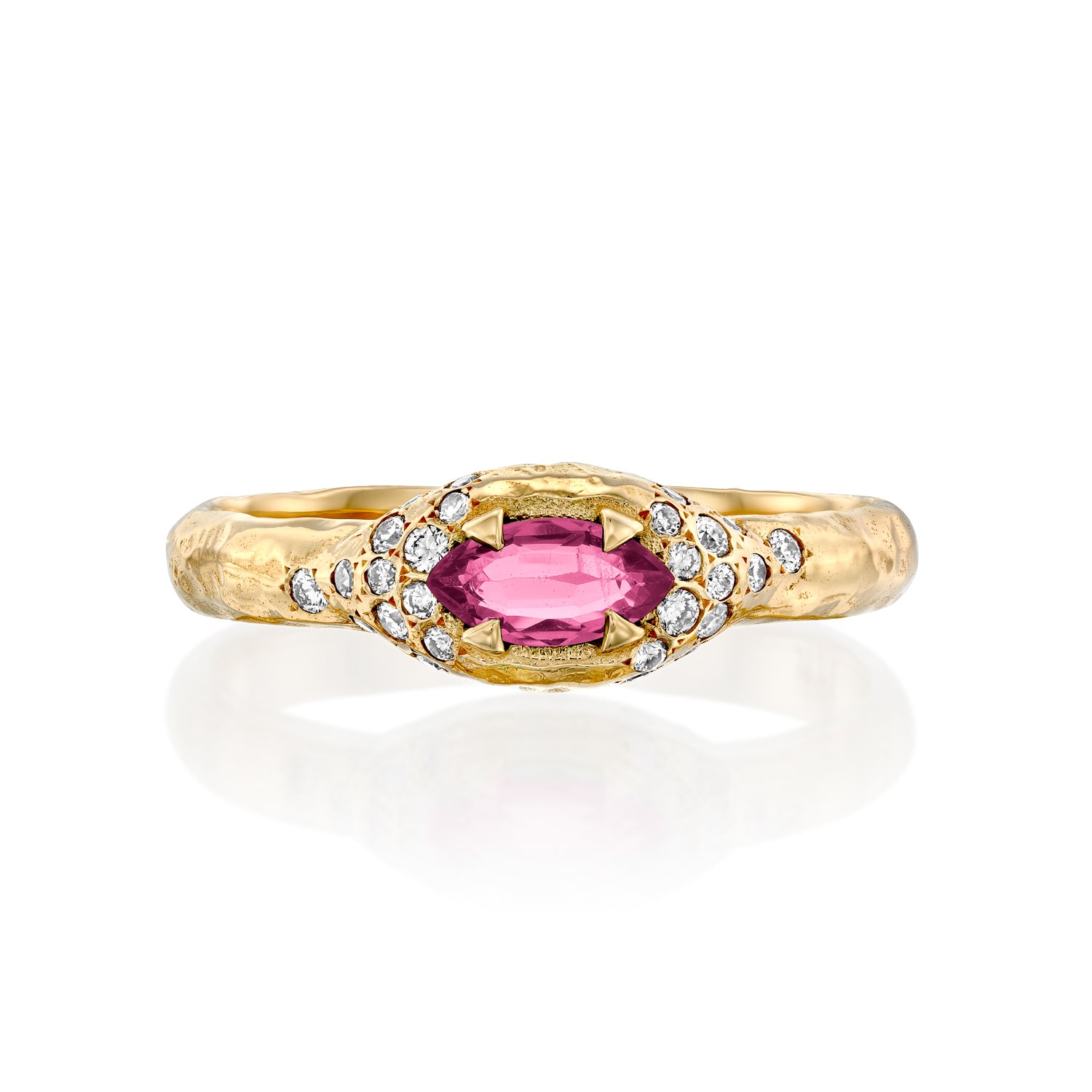 Mystic eden marquise & diamonds Ring- Pink Tourmaline
