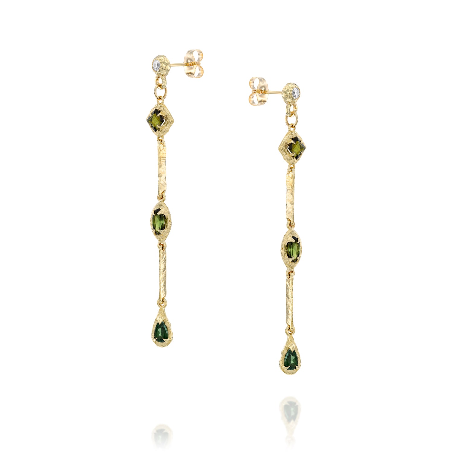 Athena Earrings - Green Tourmaline & Diamond