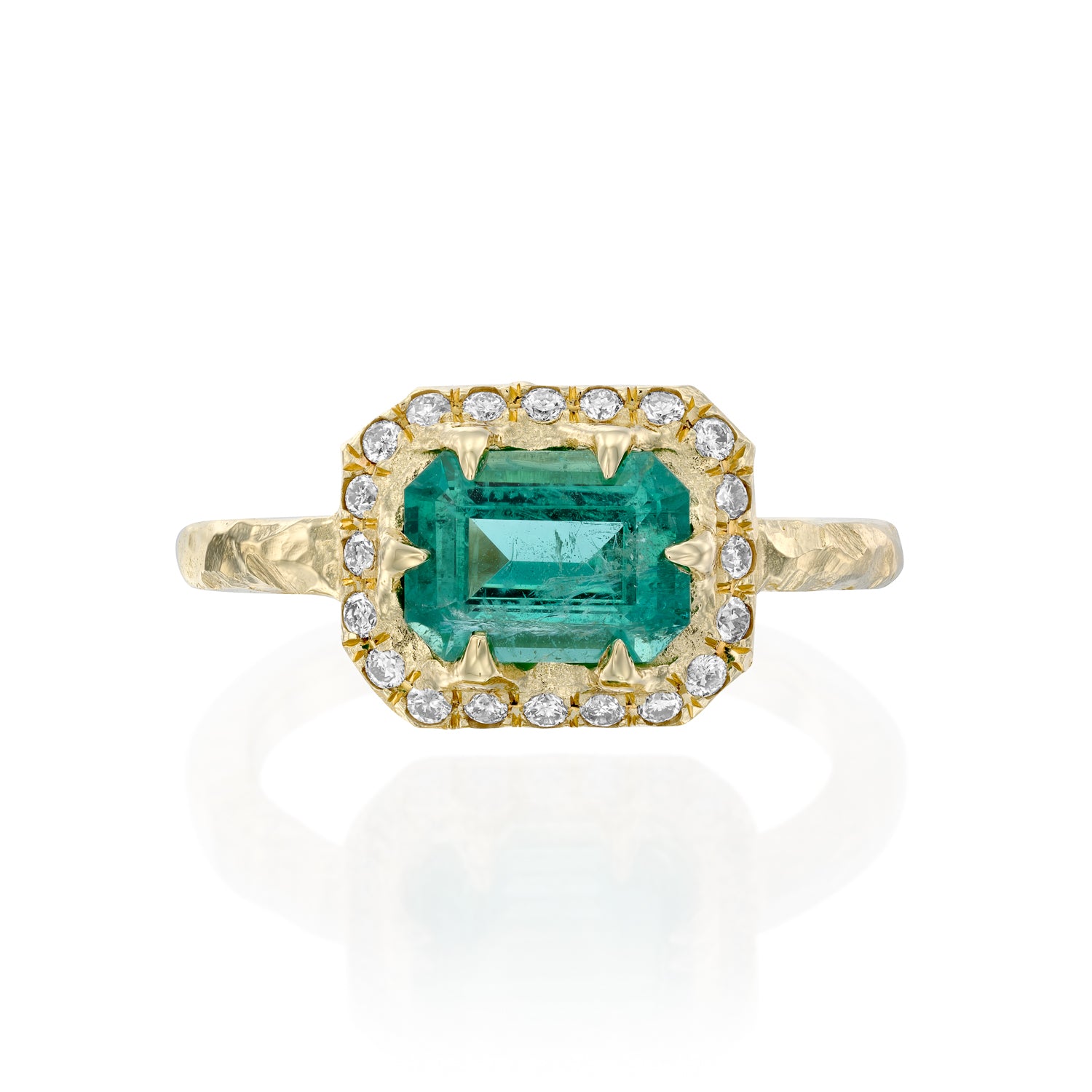 Emerald Cut Eden Ring - Emerald & Pave Diamonds