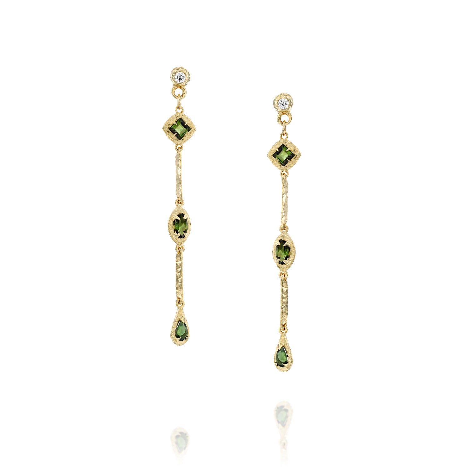 Athena Earrings - Green Tourmaline & Diamond