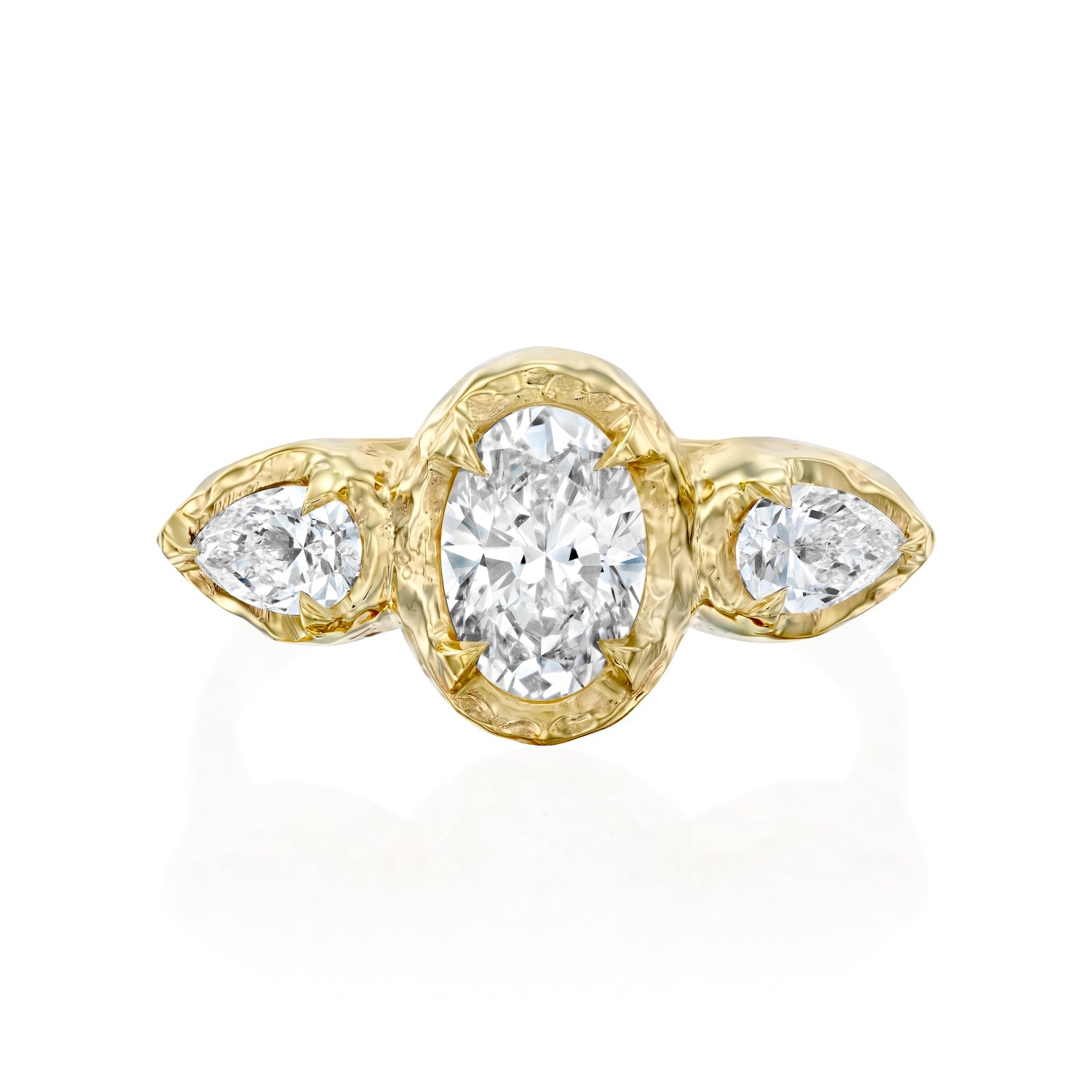Oval & Two Pears Engagement Ring