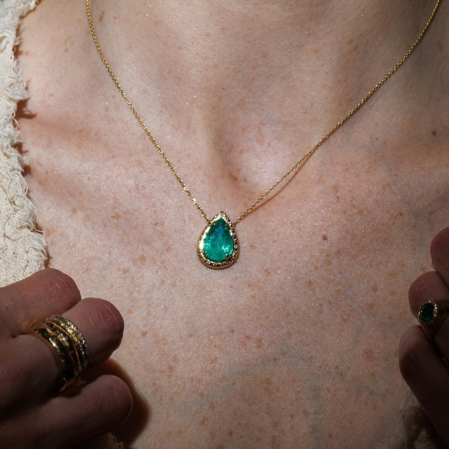 OOAK Pear Shaped Necklace - Emerald