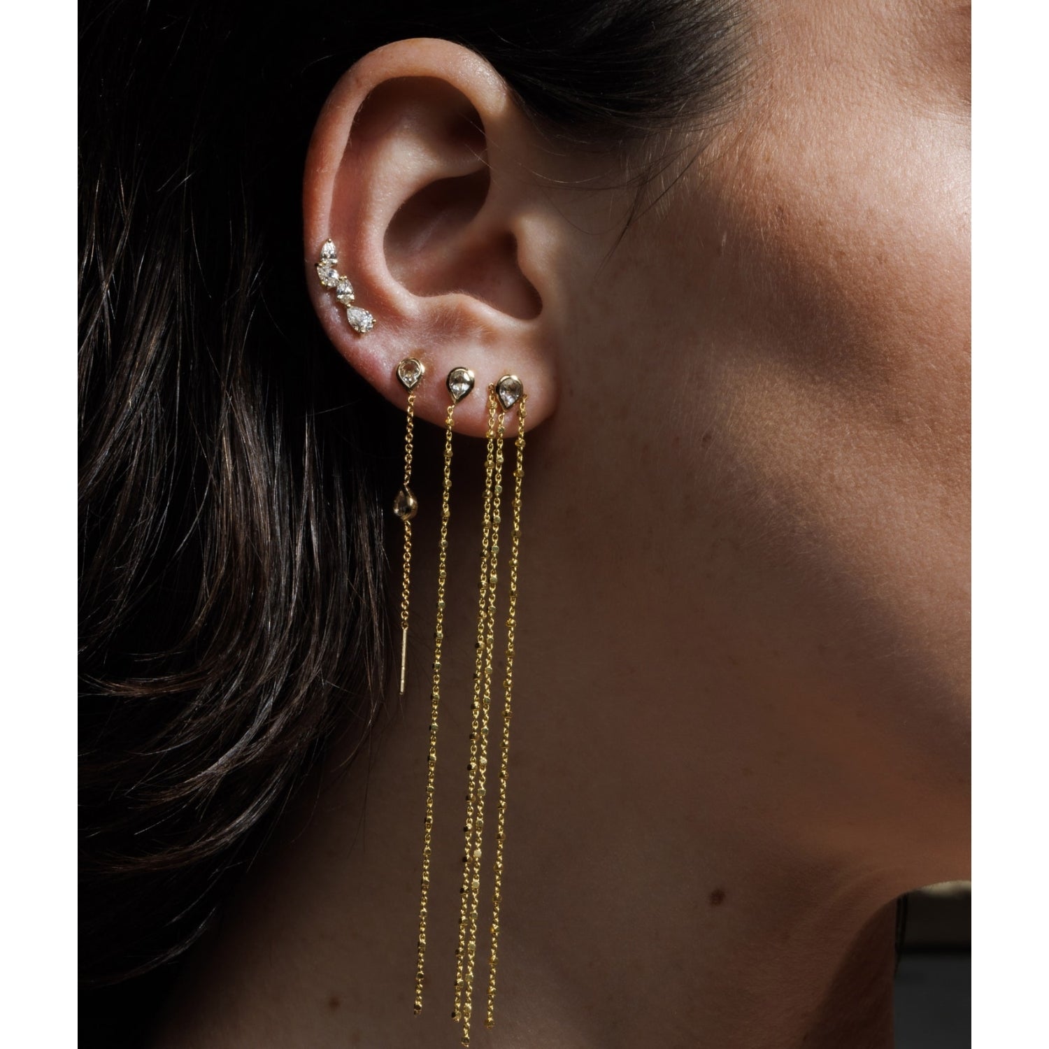 Long Ball Trio Earring- Diamond