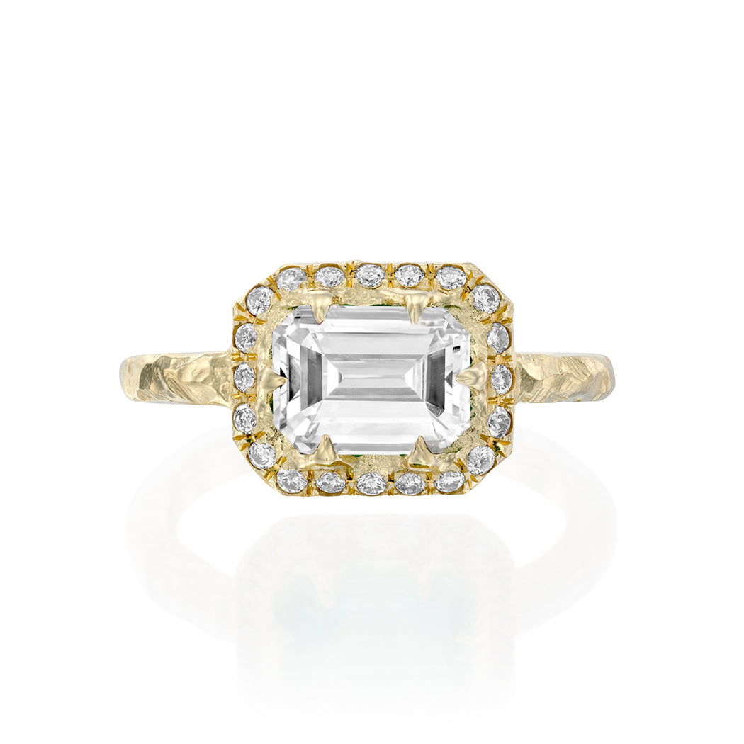 East-West Emerald-cut Diamond Ring