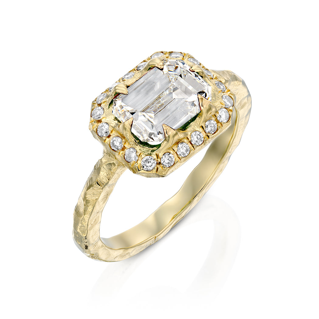 East-West Emerald-cut Diamond Ring
