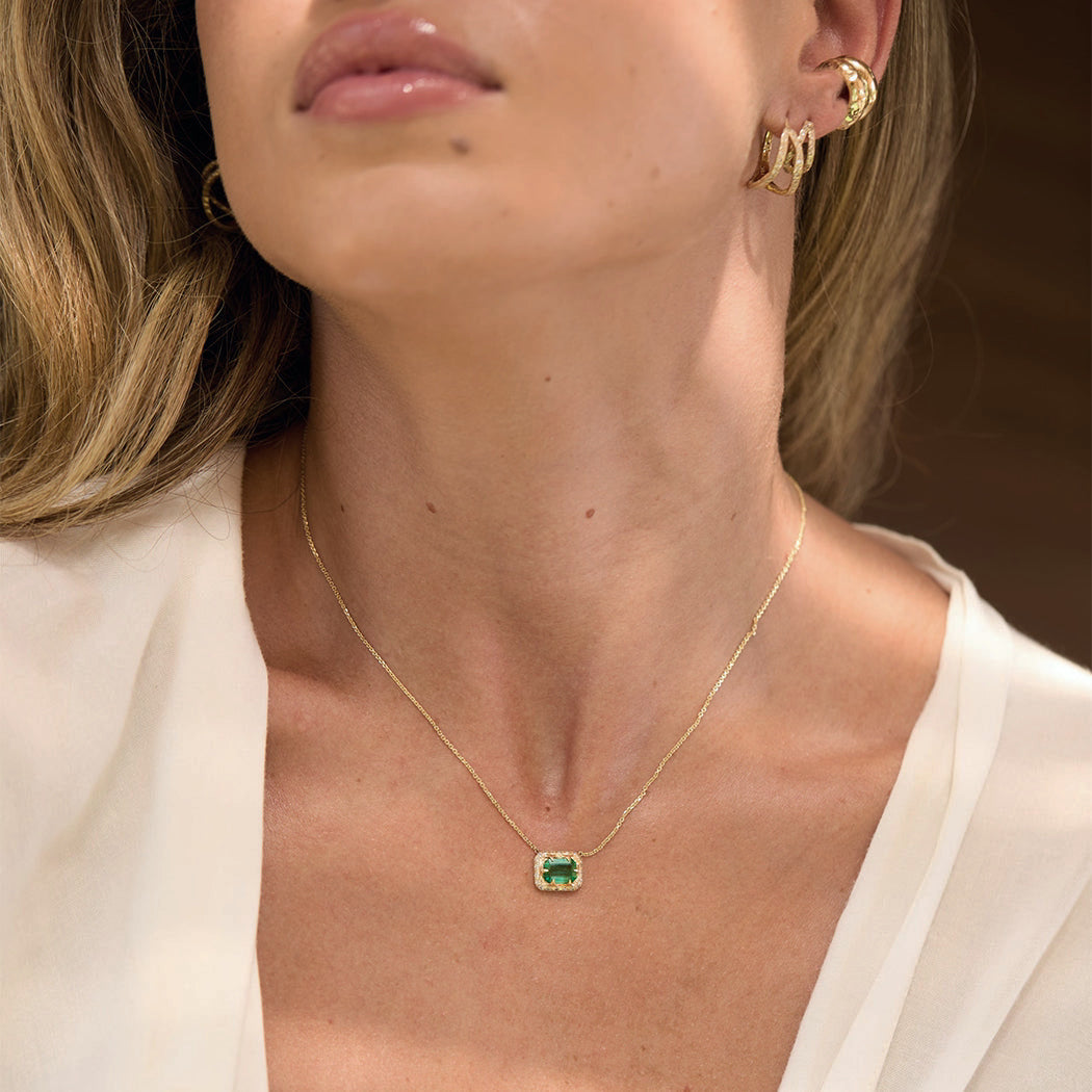 Emerald-cut Necklace - Emerald