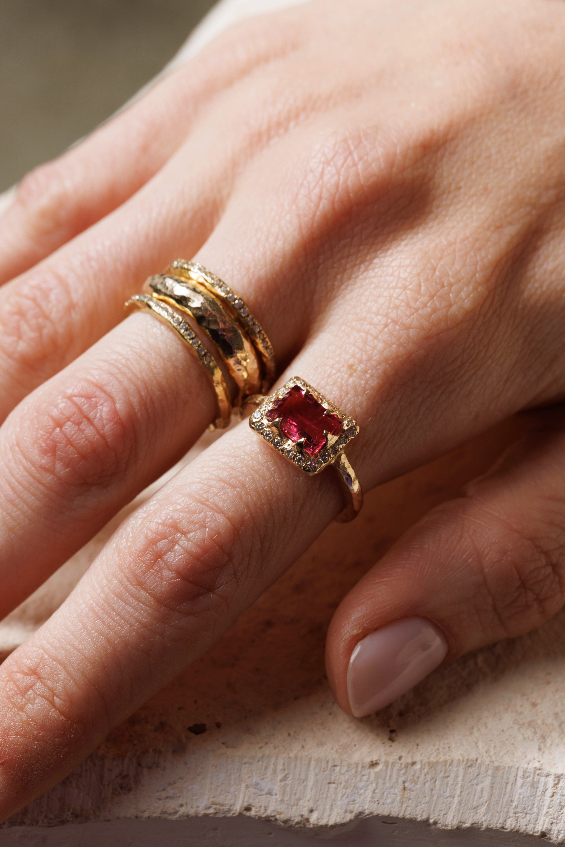 Mystic Rectangle Eden Ring - Pink Tourmaline