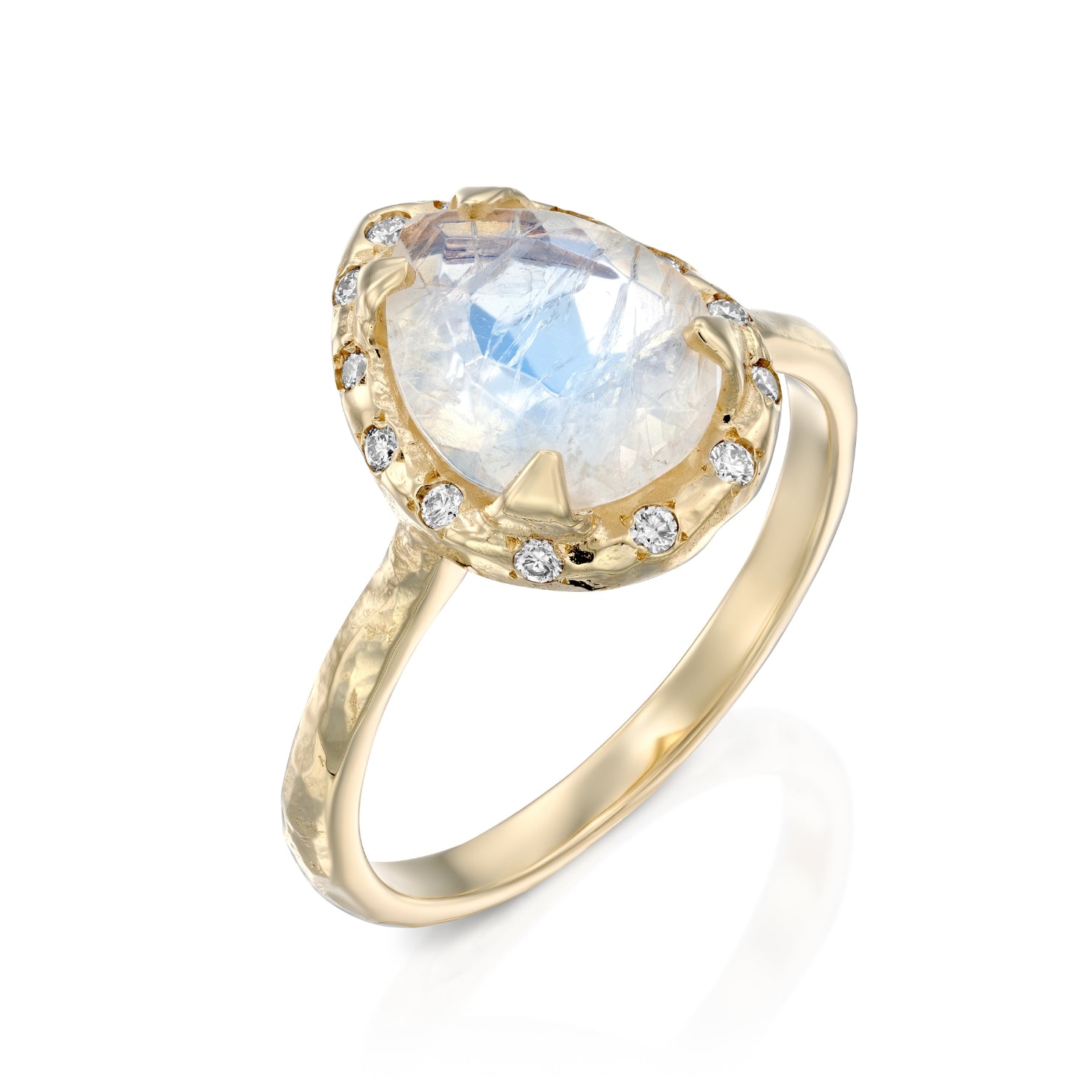 Mini Eden Ring & diamonds - Moonstone drop