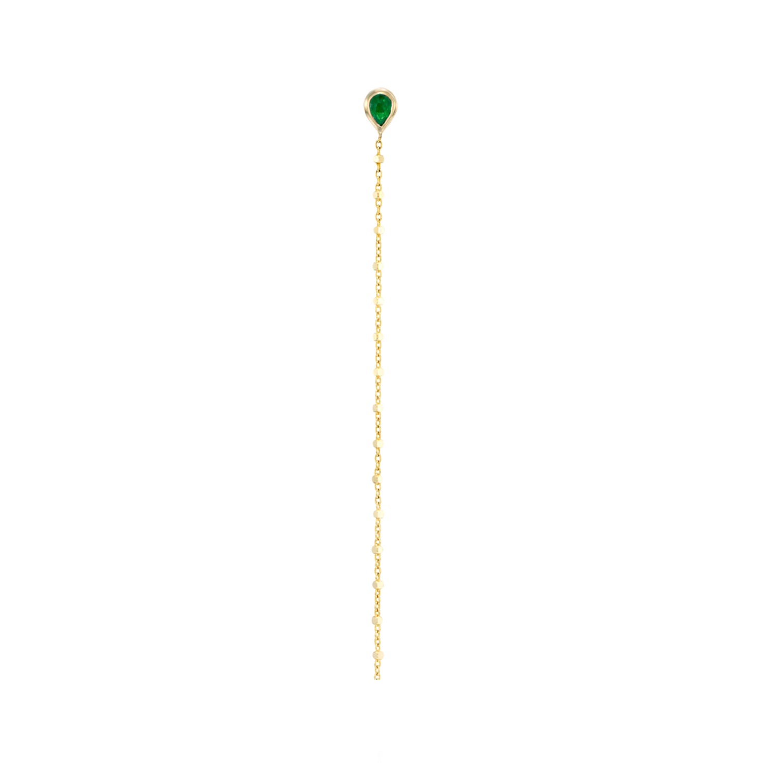 Long ball chain pear stud- Emerald