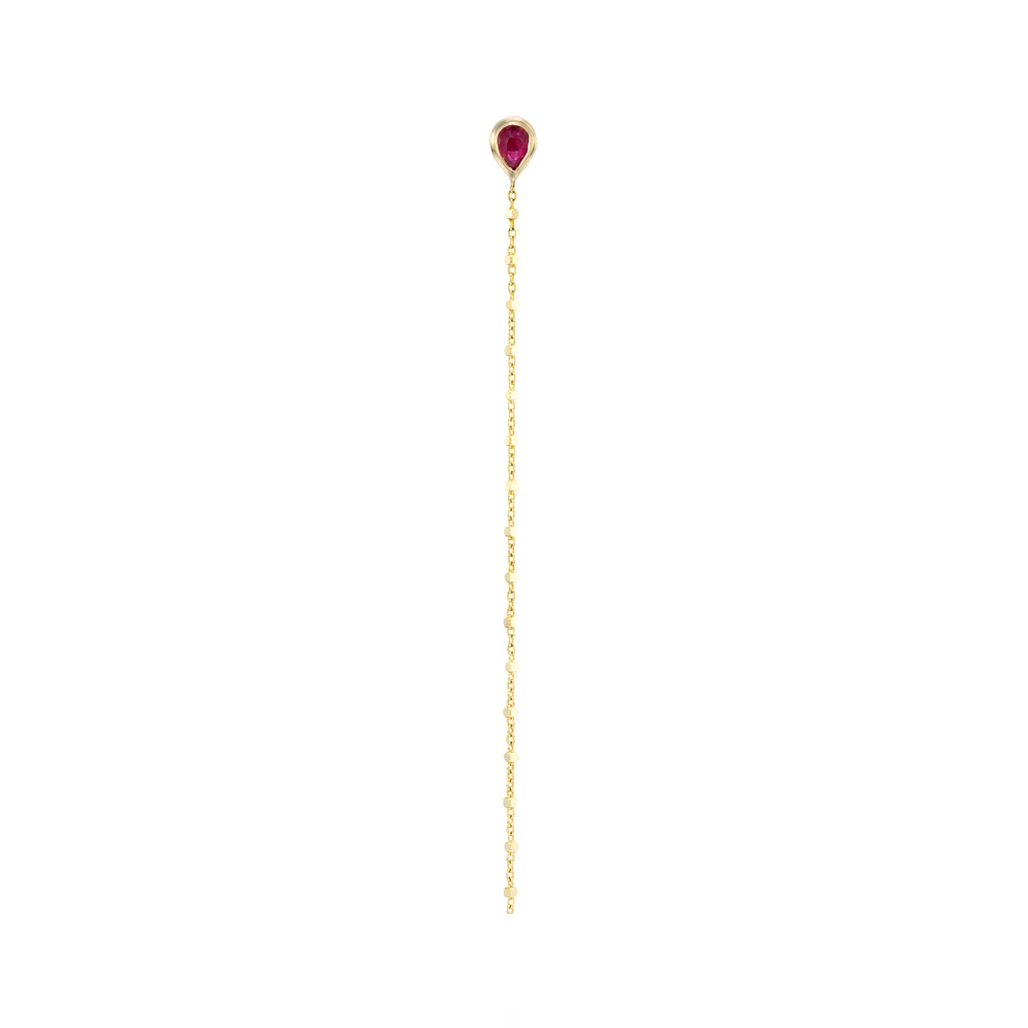 Long ball chain pear stud- Ruby
