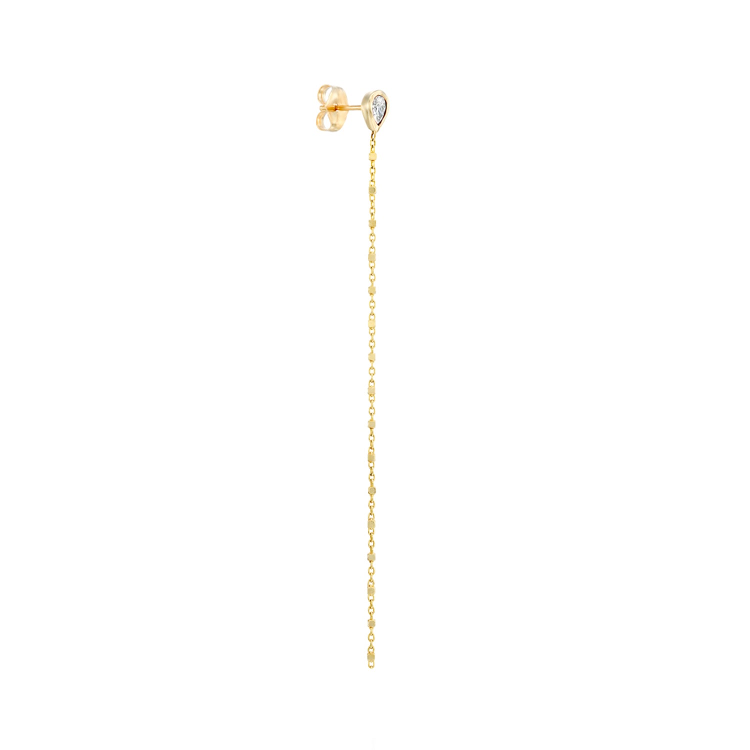 Long ball chain pear stud- Diamond
