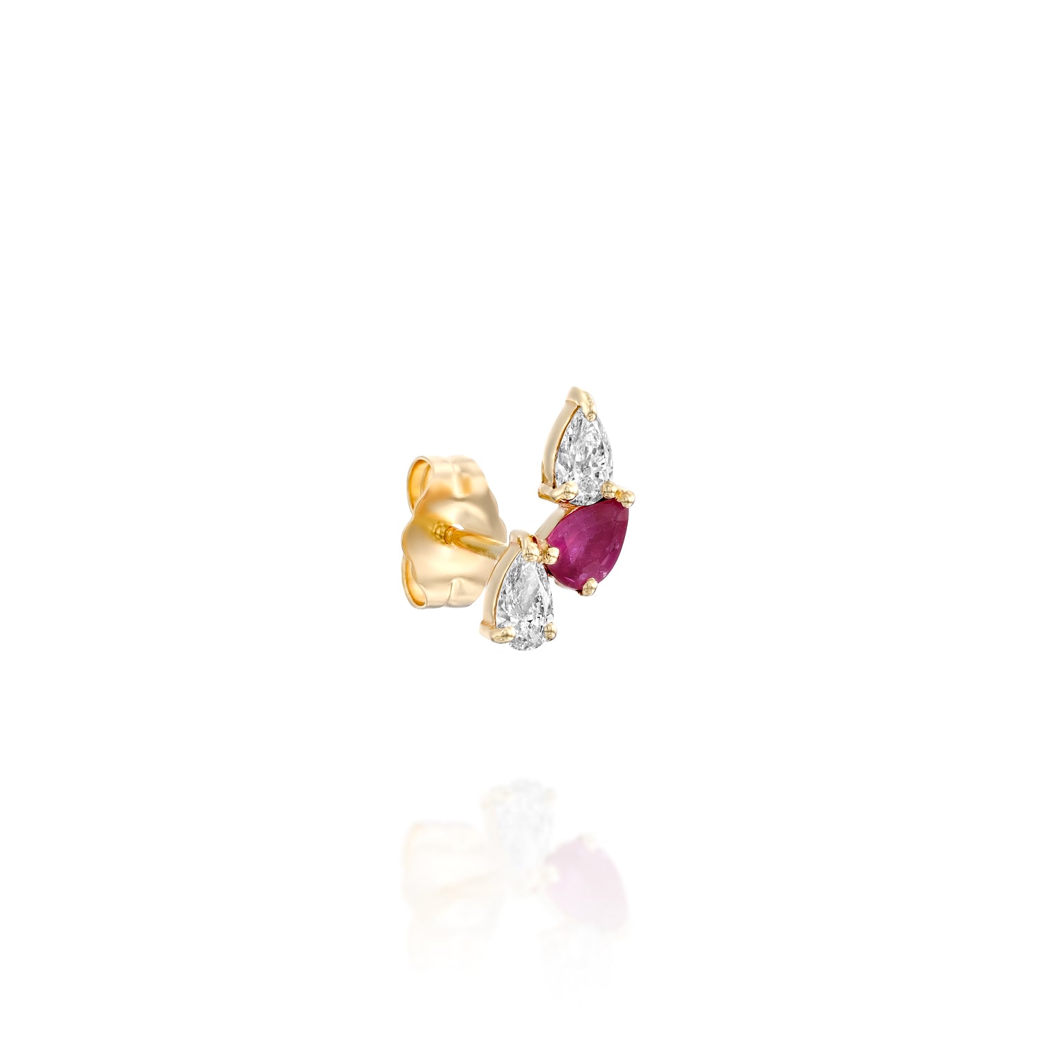 Rain Stud - Diamonds & Ruby