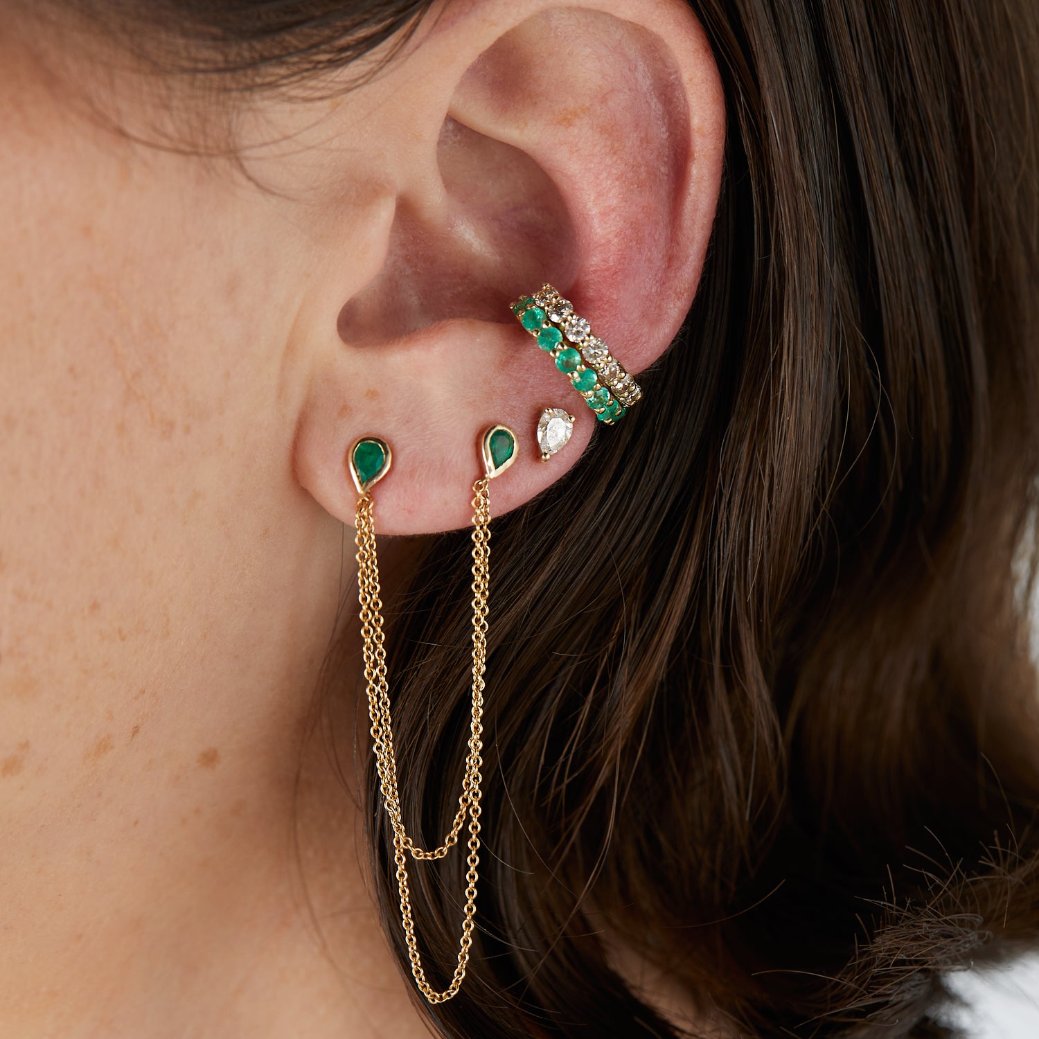 Infinity Ear Cuff- Emerald