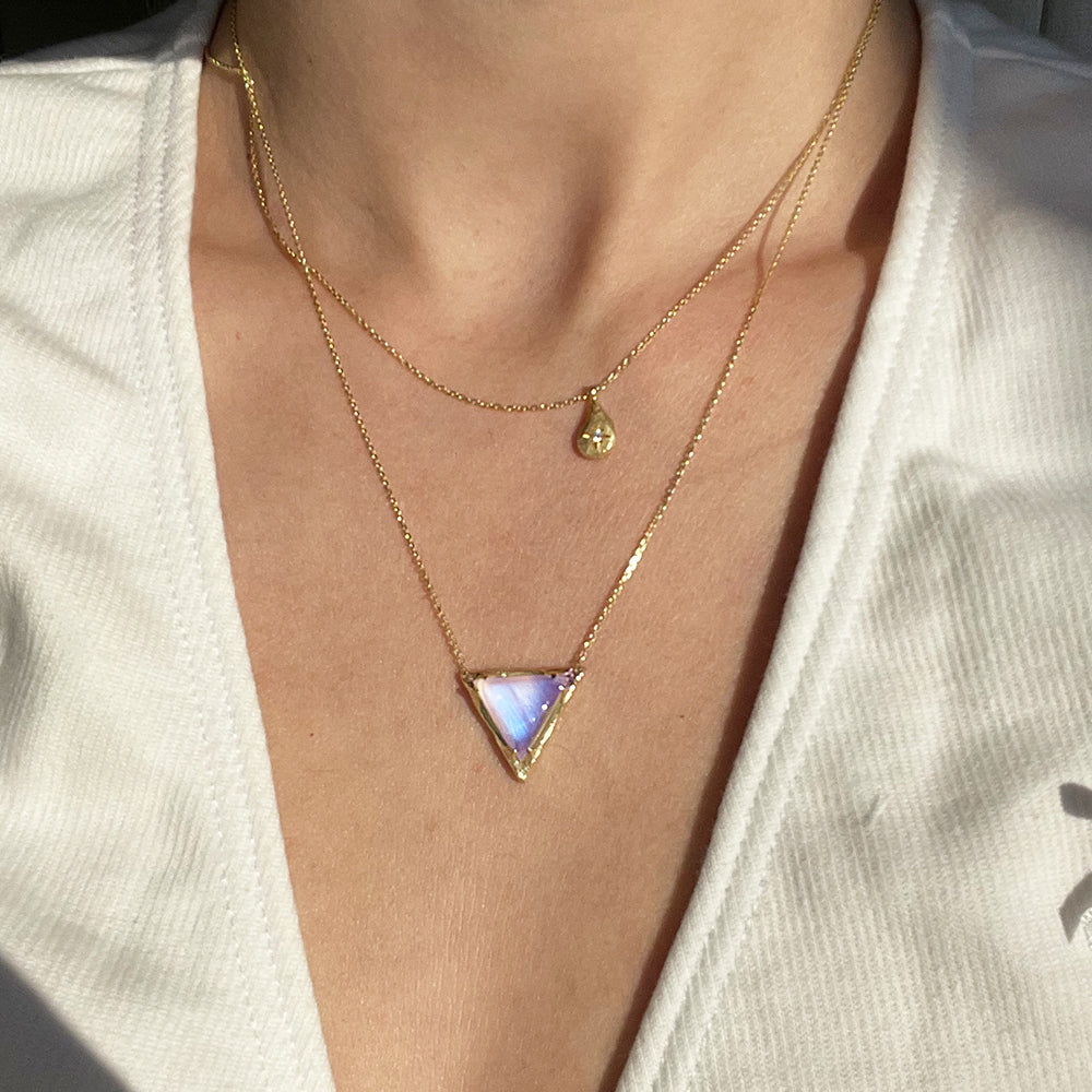 Mystic Triangle pendant - moonstone - Danielle Gerber Freedom Jewelry