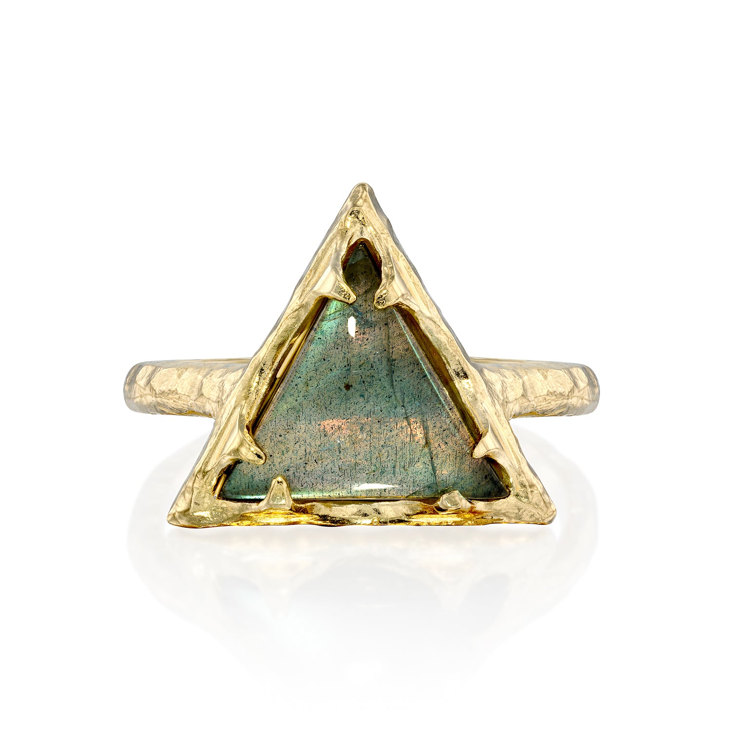 Hecate Triangle Ring - Green Labradorite - Danielle Gerber Freedom Jewelry