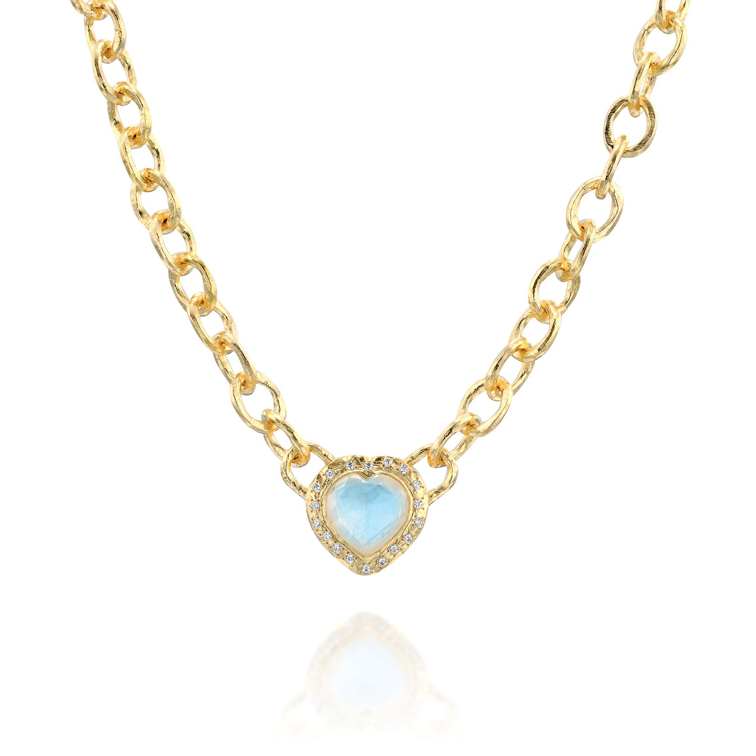 Inanna Links Necklace - Moonstone &amp; Diamonds - Danielle Gerber Freedom Jewelry