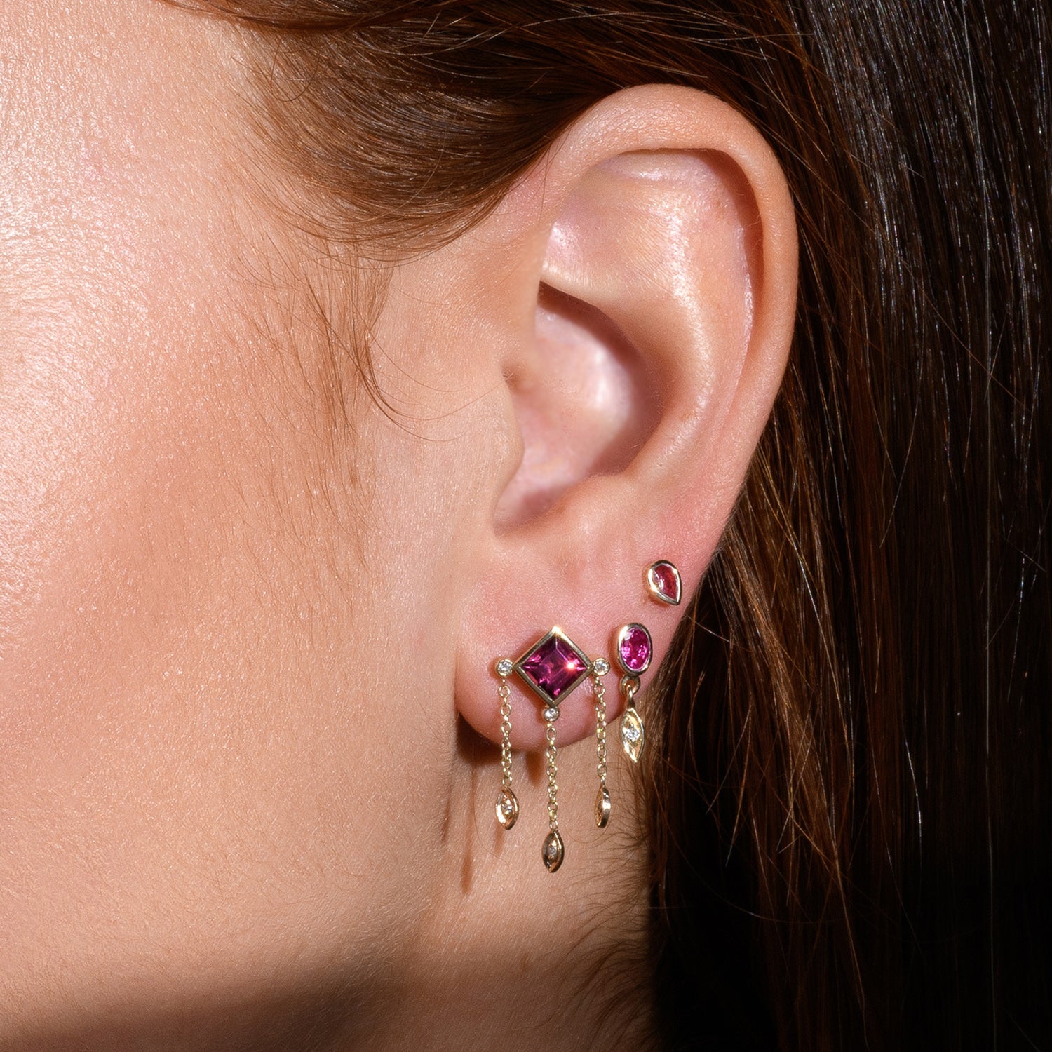 Dharamsala Earring &amp; Pink Tourmaline  - one of a kind - Danielle Gerber Freedom Jewelry