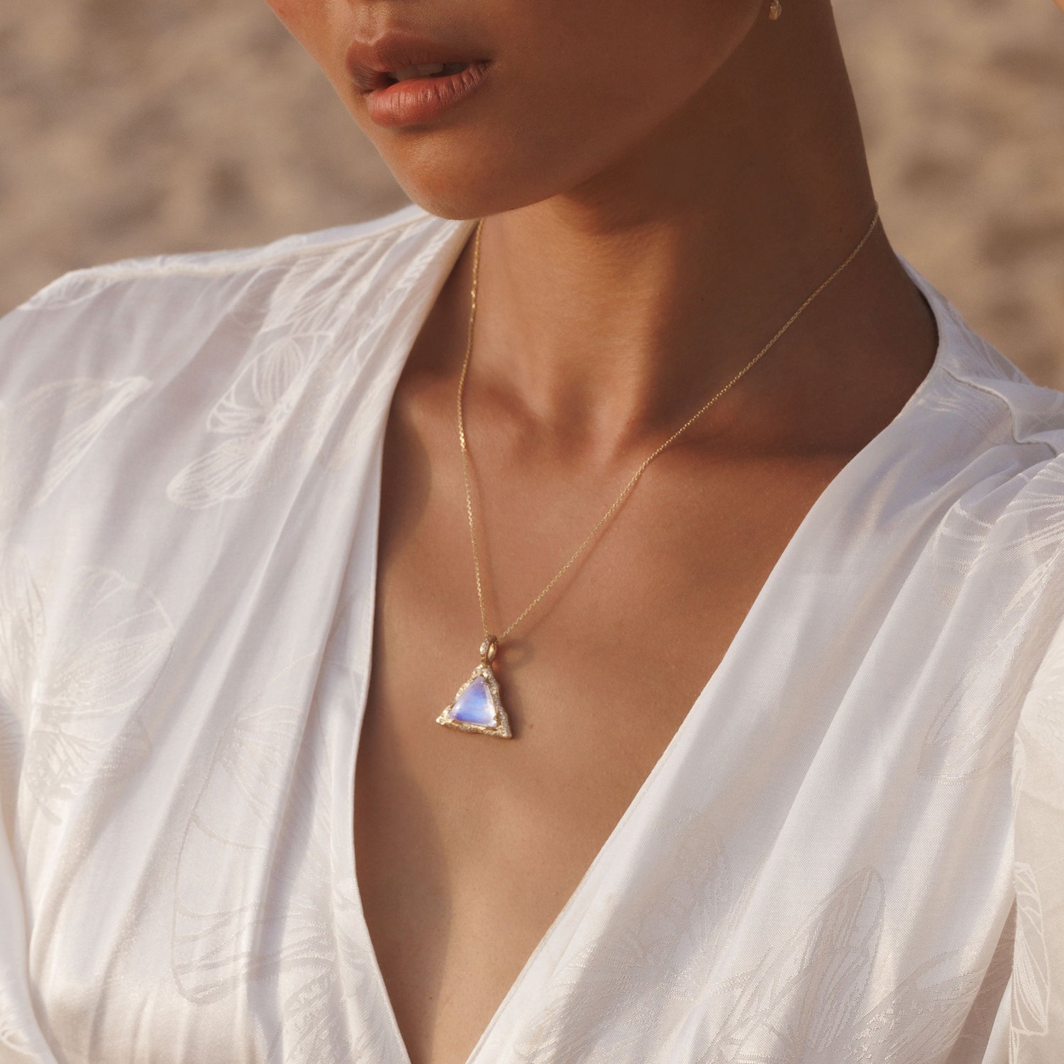 Hecate Necklace - Moonstone & Diamonds