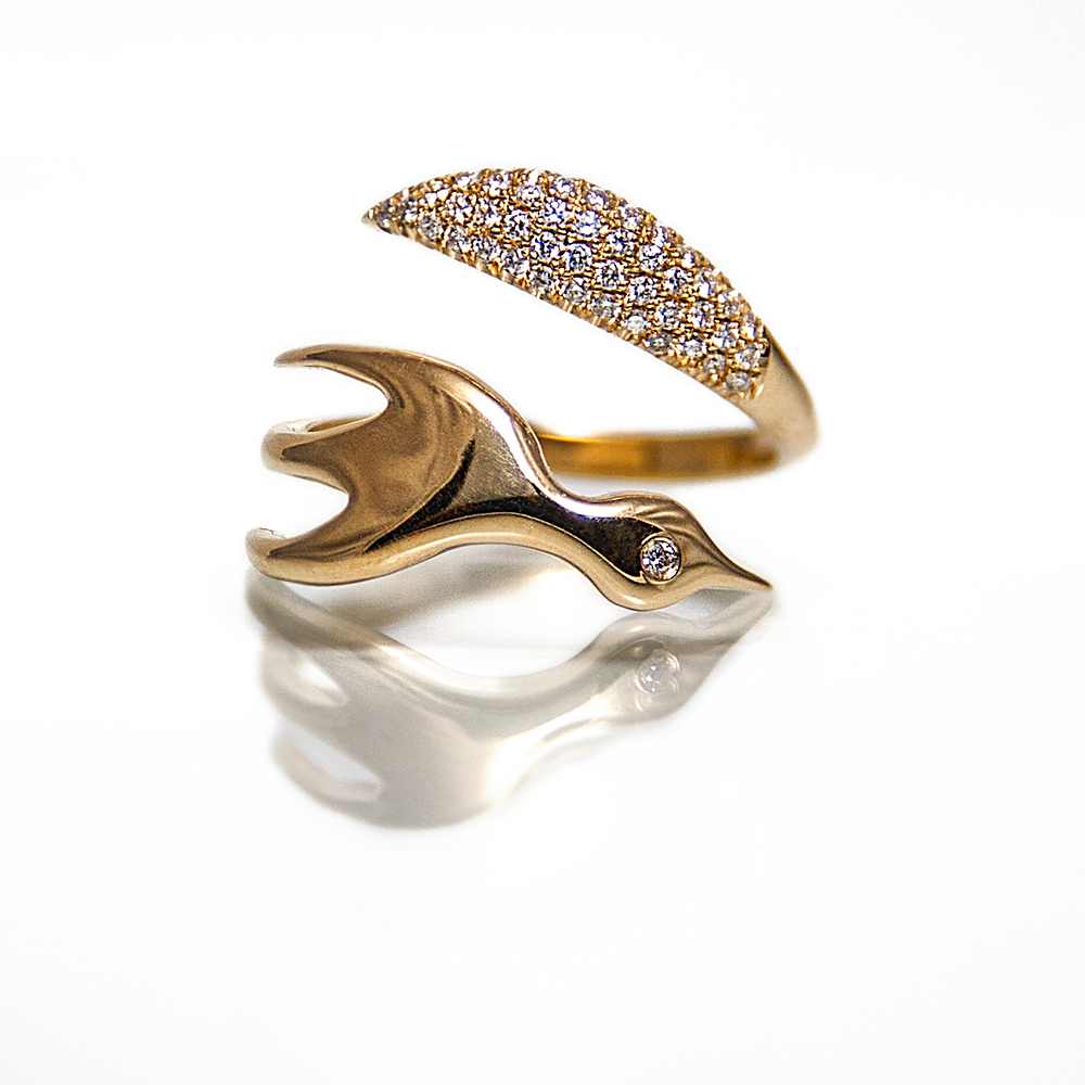Phoenix Ring &amp; Pave diamonds - Danielle Gerber Freedom Jewelry