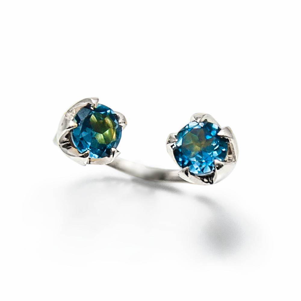 Open lotus ring - Blue London Topaz - Danielle Gerber Freedom Jewelry