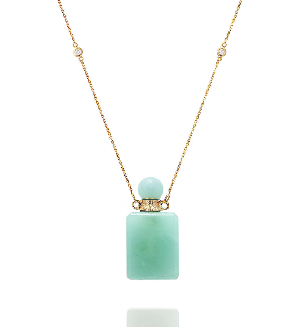 Potion bottle - Amazonite rectangle - 14K gold - Danielle Gerber Freedom Jewelry