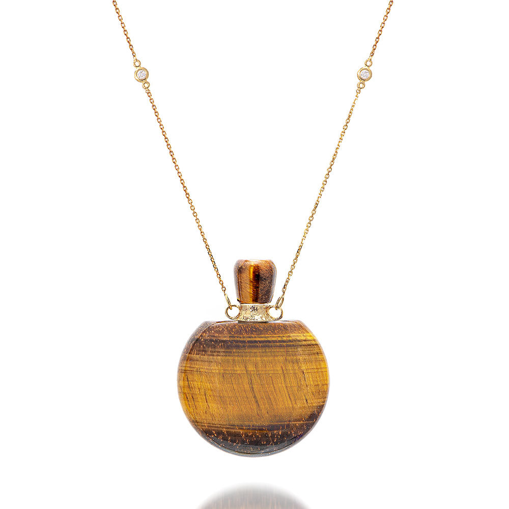 Potion bottle - Tiger&#39;s Eye medium size - 14K gold - Danielle Gerber Freedom Jewelry