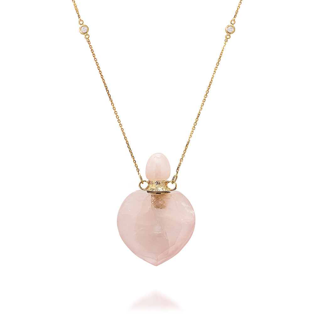 potion bottle - Heart Rose Quartz -14K GOLD - Danielle Gerber Freedom Jewelry