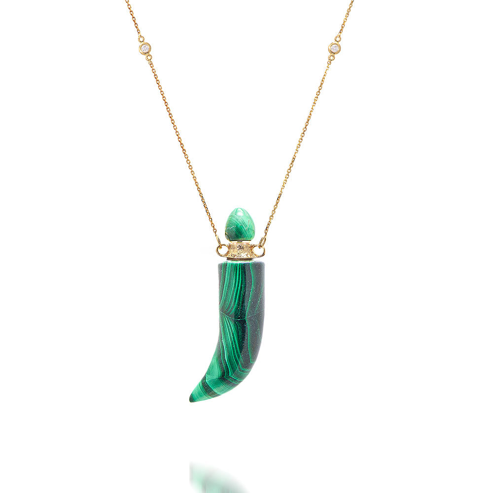 potion bottle - Malachite Horn - 14K gold - Danielle Gerber Freedom Jewelry
