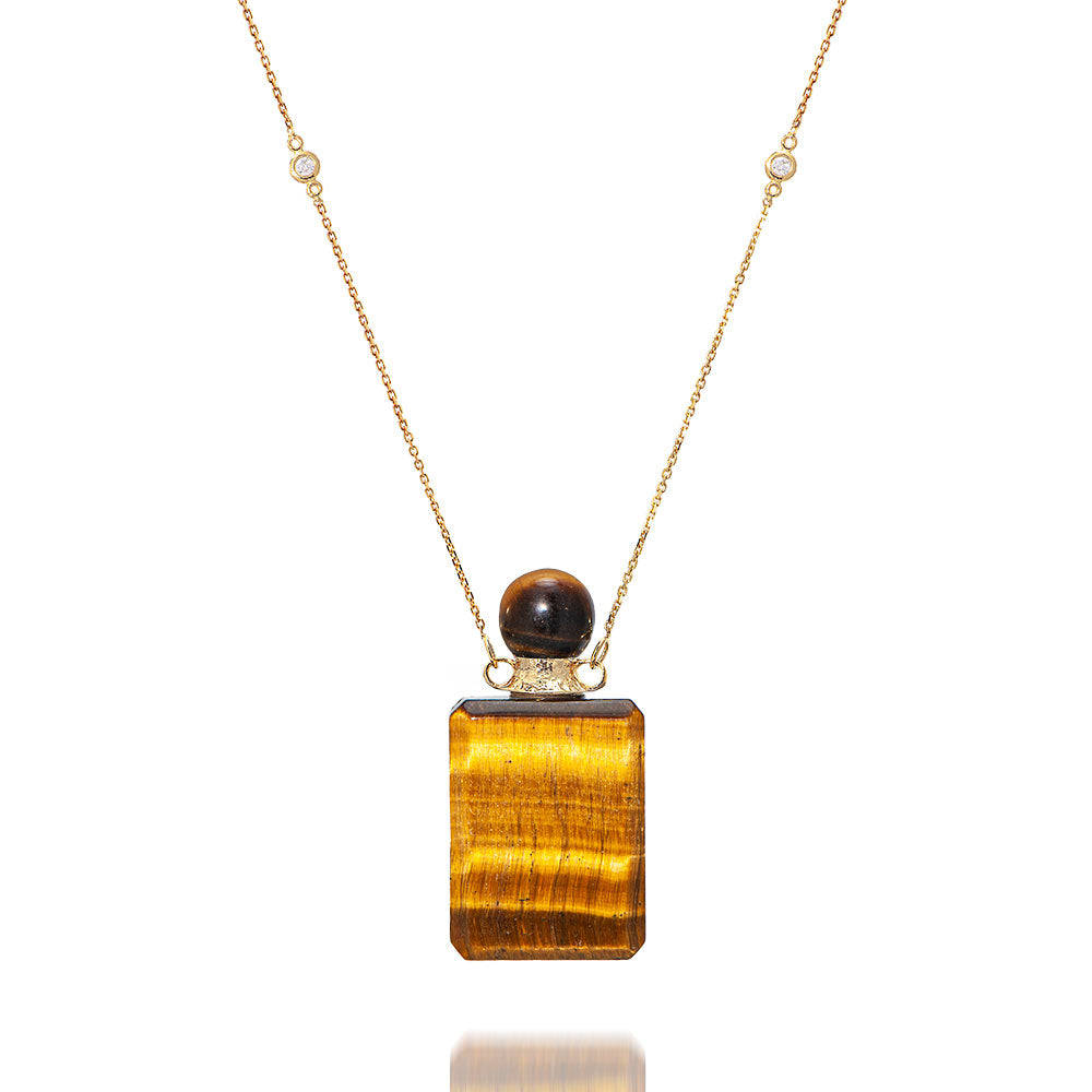 potion bottle -  Tiger&#39;s Eye Rectangle - 14K gold - Danielle Gerber Freedom Jewelry