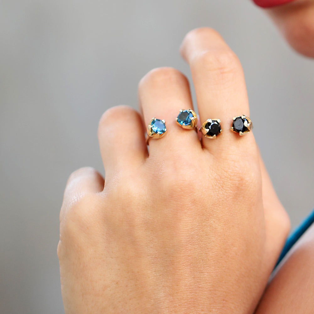 Open lotus ring - Blue London Topaz - Danielle Gerber Freedom Jewelry