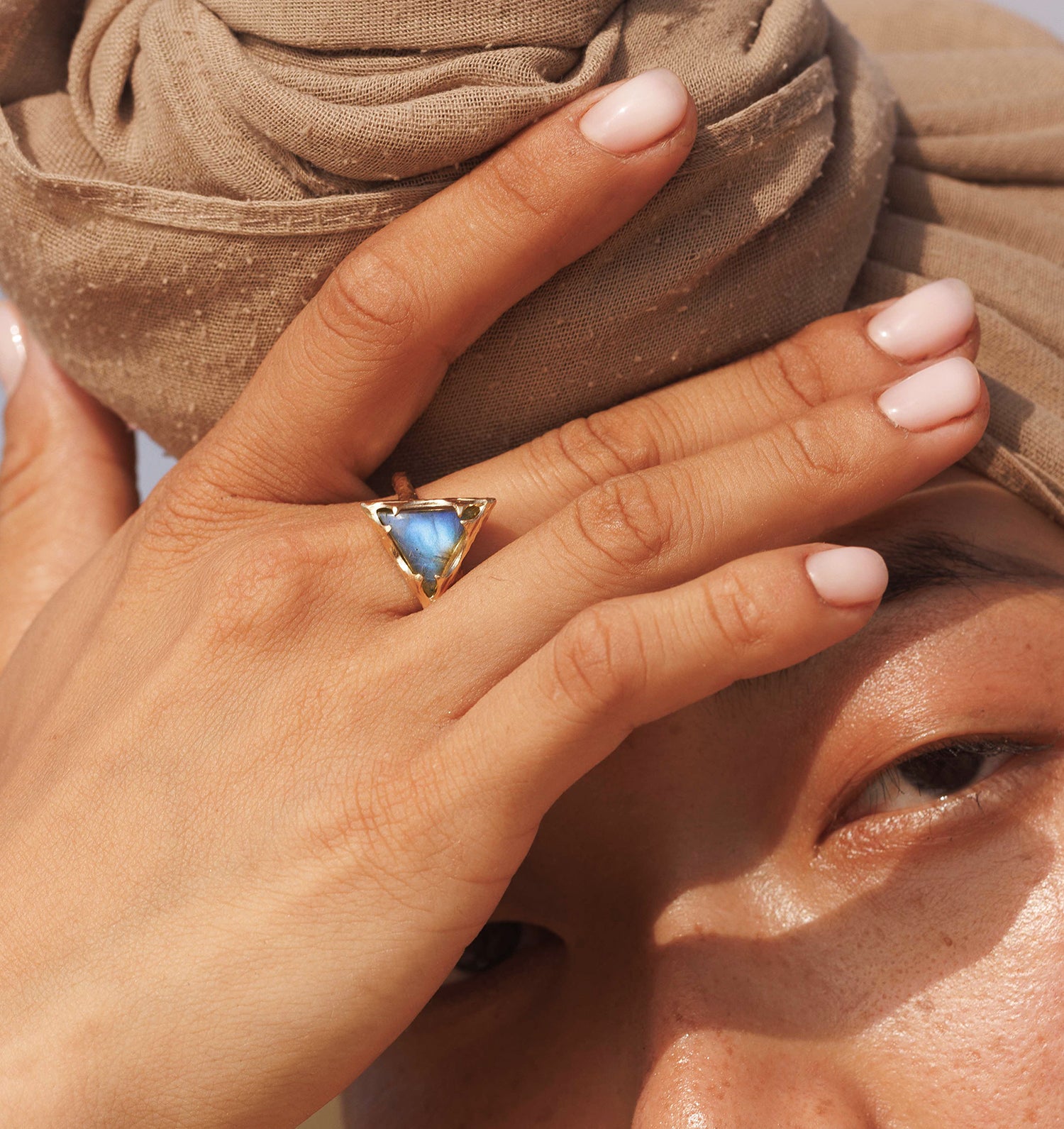 Hecate Triangle Ring - Blue Labradorite - Danielle Gerber Freedom Jewelry