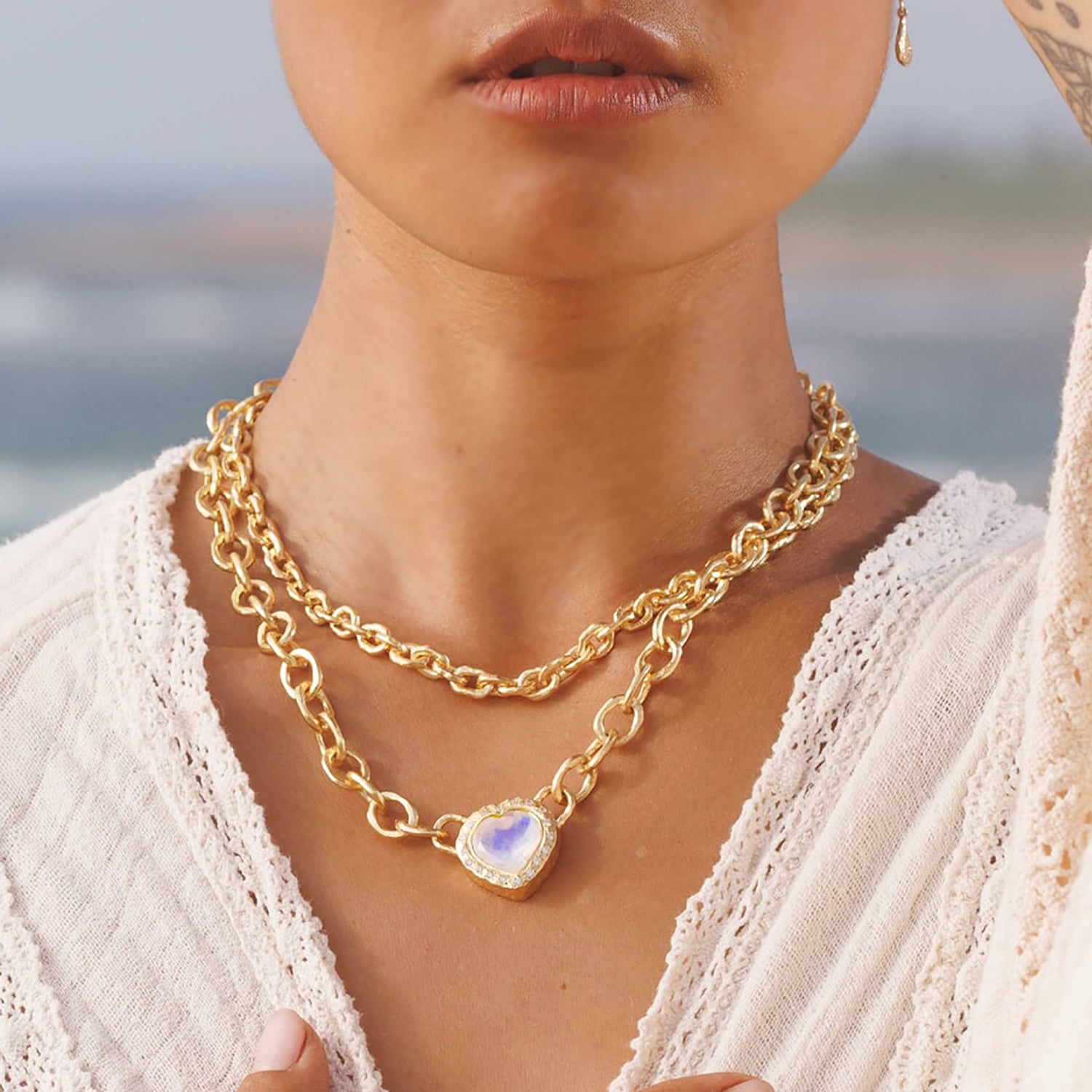 Inanna Links Necklace - Moonstone & Diamonds - Danielle Gerber Freedom Jewelry