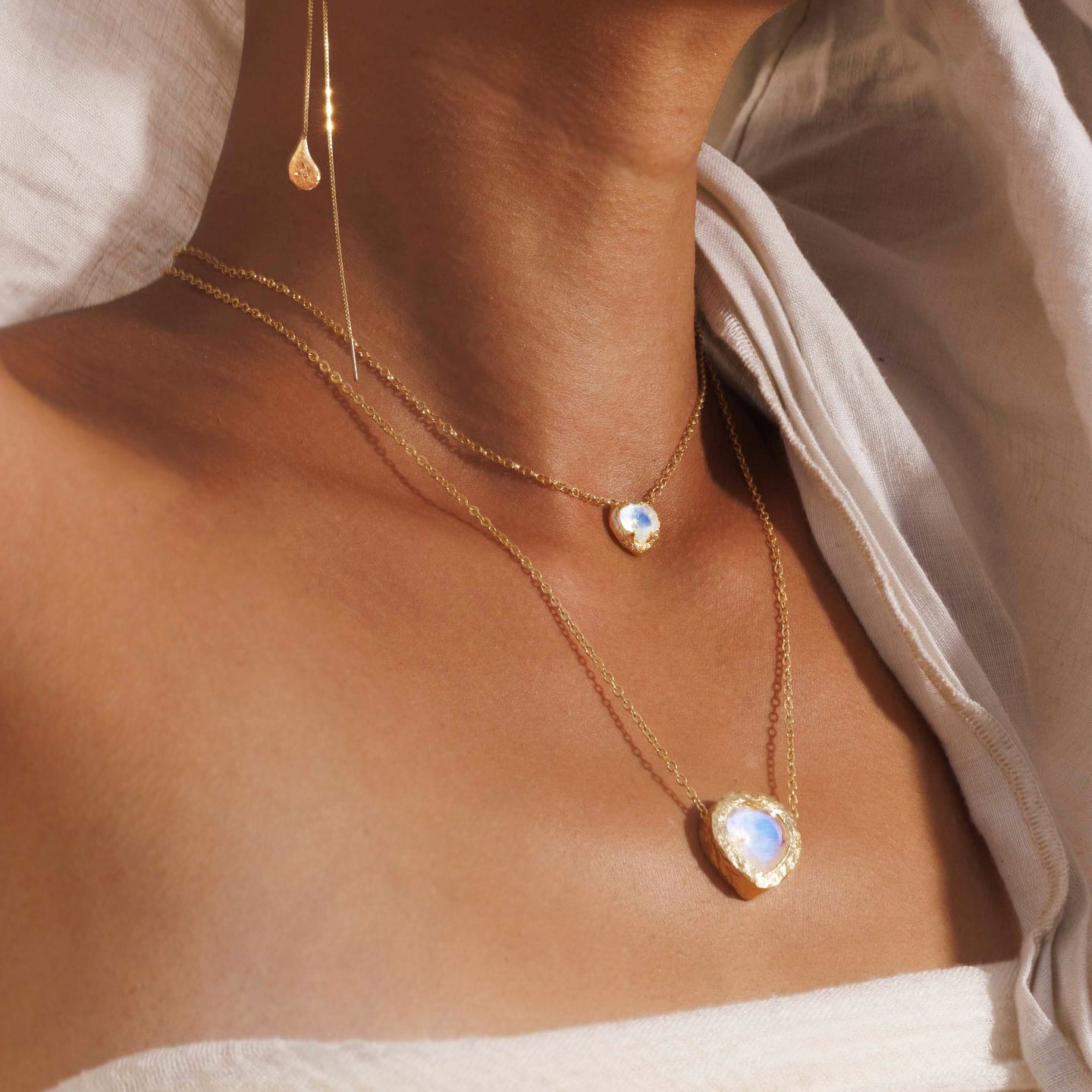 Baby Inanna Necklace - Moonstone & Diamonds - Danielle Gerber Freedom Jewelry