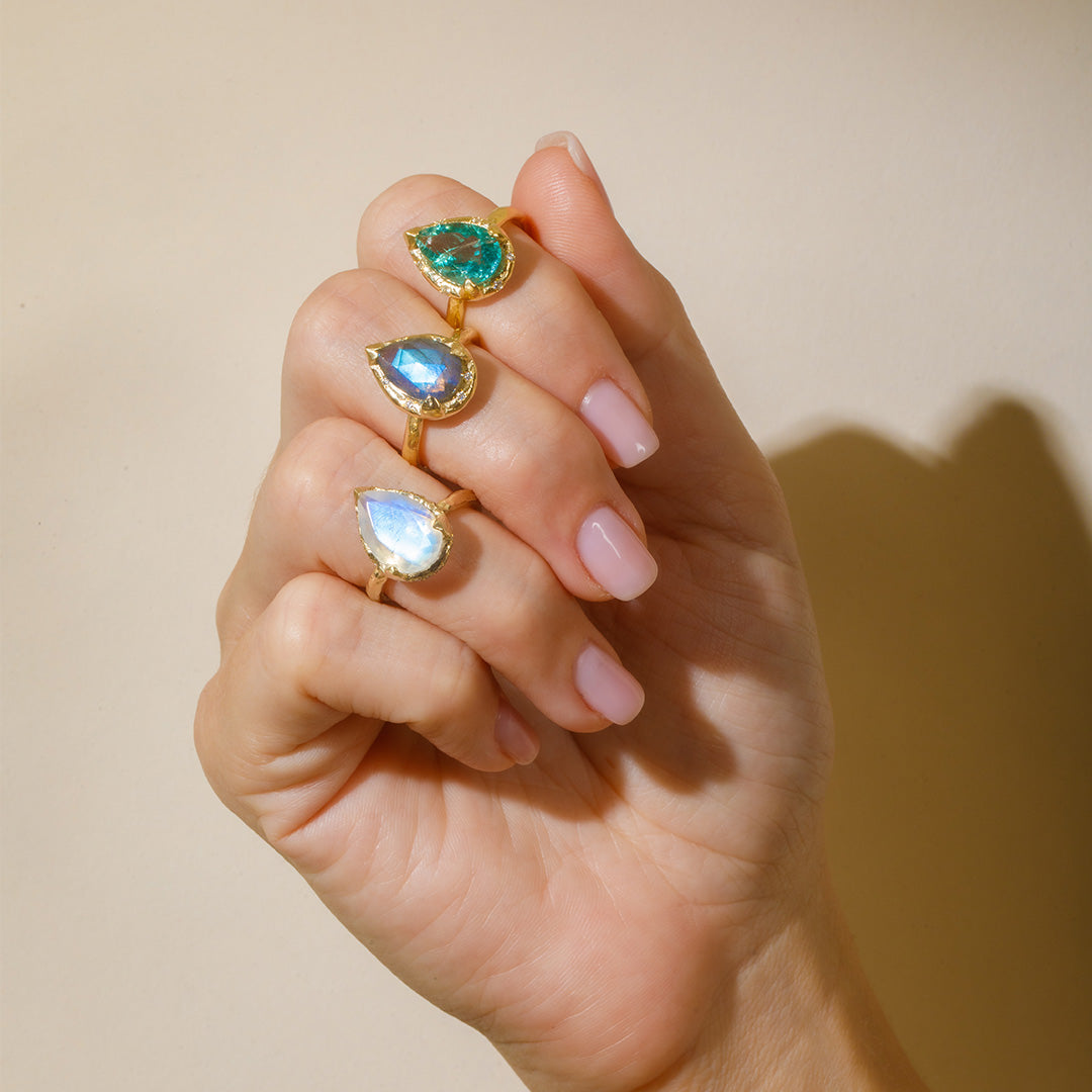 Eden Ring - Moonstone & pave diamonds