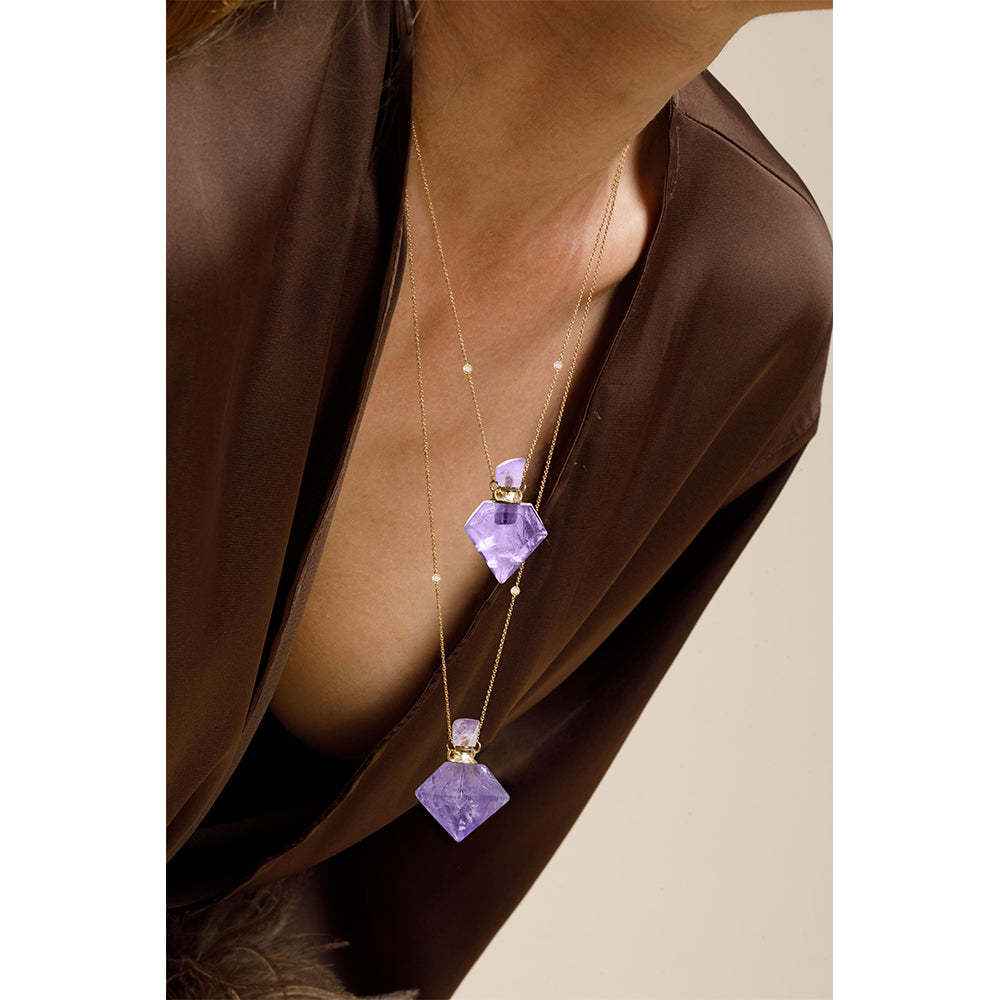 potion bottle - Amethyst diamond - 14K gold - Danielle Gerber Freedom Jewelry