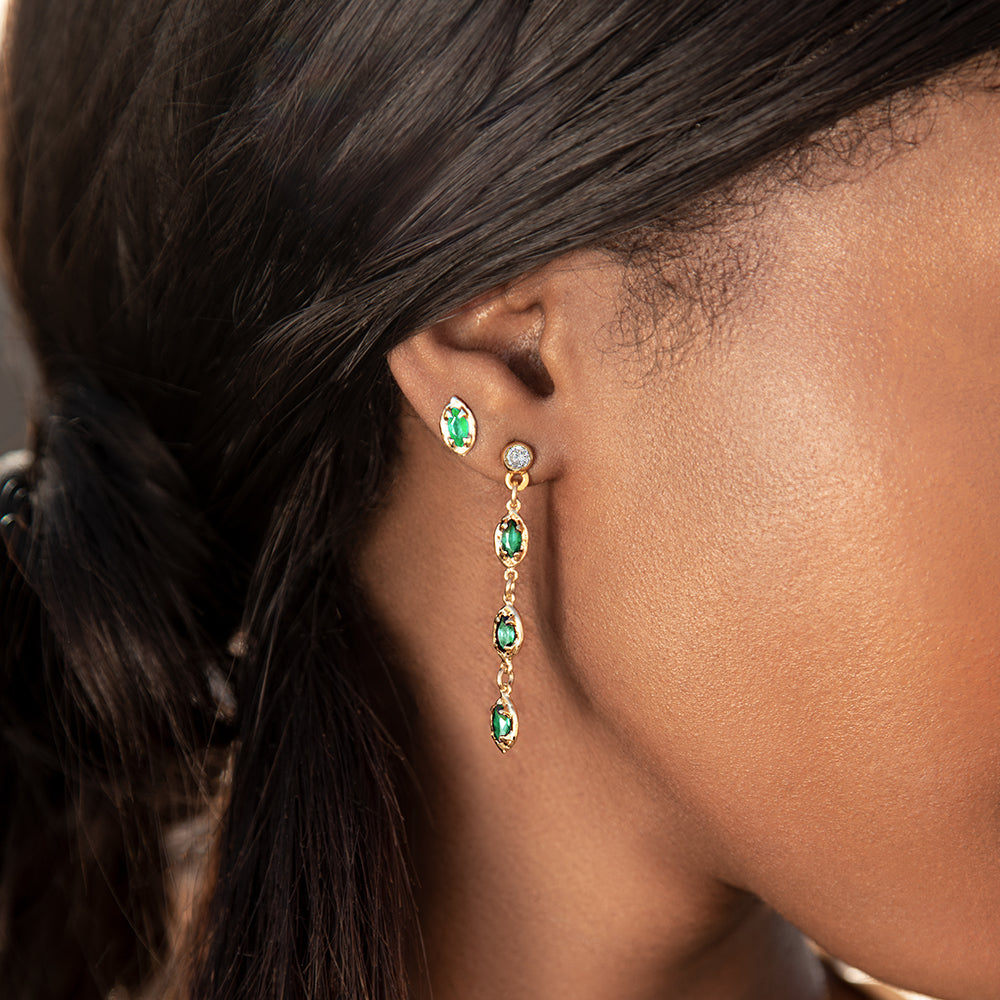 Anat earrings - emerald &amp; diamonds - Danielle Gerber Freedom Jewelry