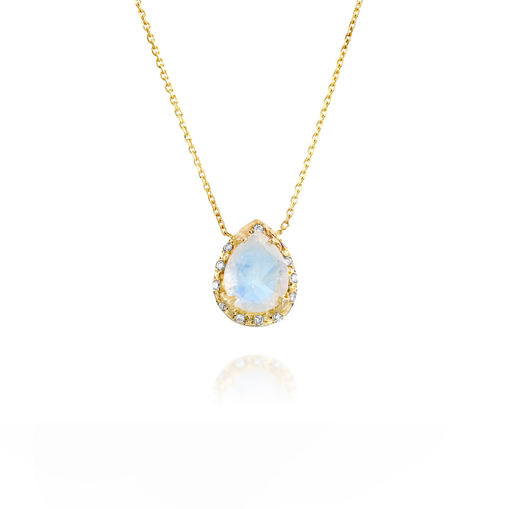 Baby Eden Necklace & diamonds - Moonstone drop - Danielle Gerber Freedom Jewelry