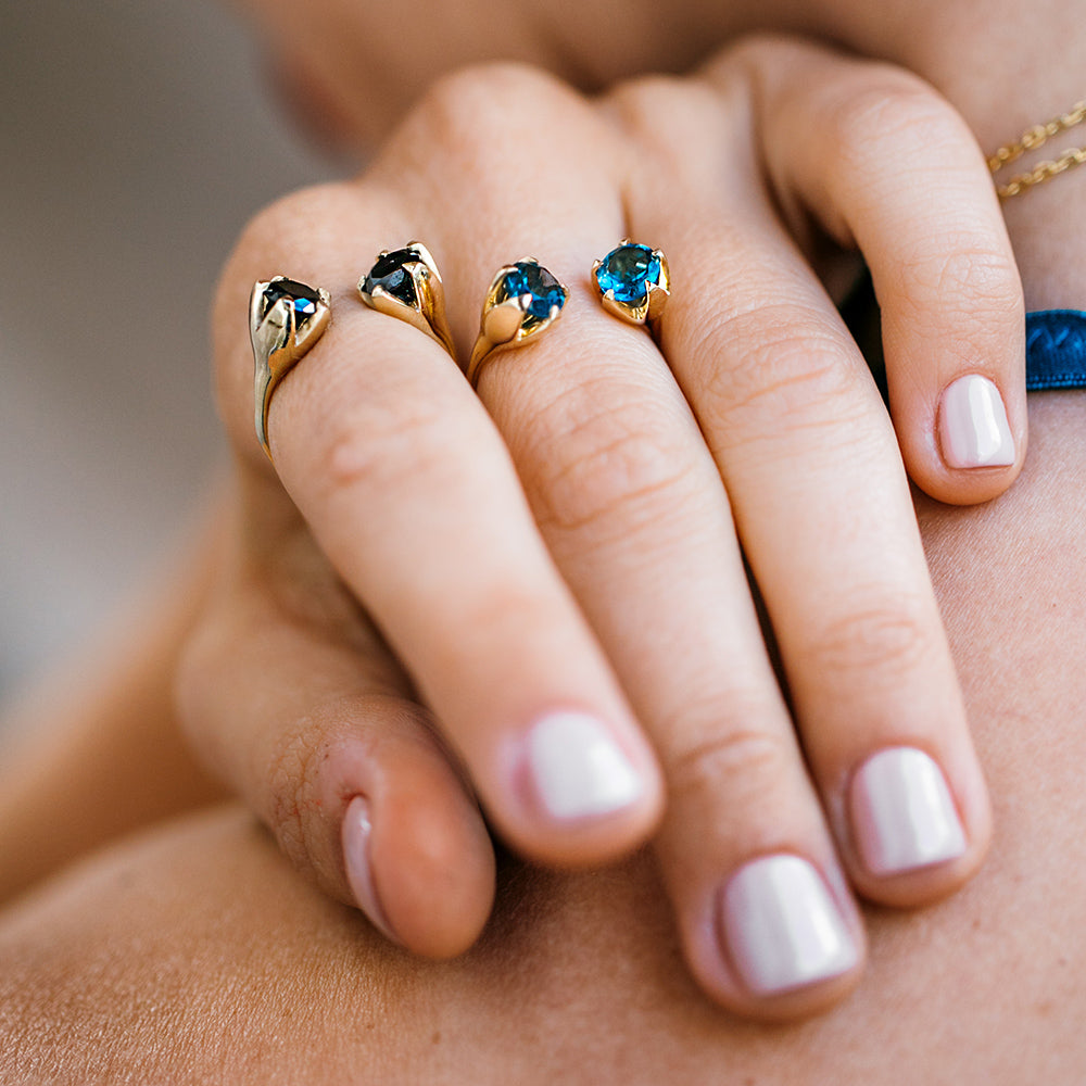 Open lotus ring - Blue London Topaz - Danielle Gerber Freedom Jewelry