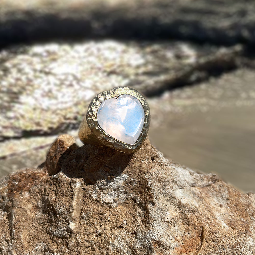 Heart signet ring - Moonstone - Danielle Gerber Freedom Jewelry