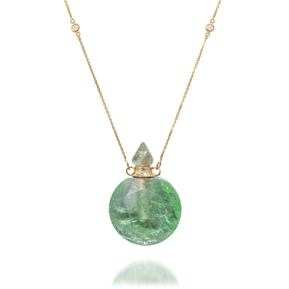 potion bottle - Green fluorite facet - 14K GOLD - Danielle Gerber Freedom Jewelry