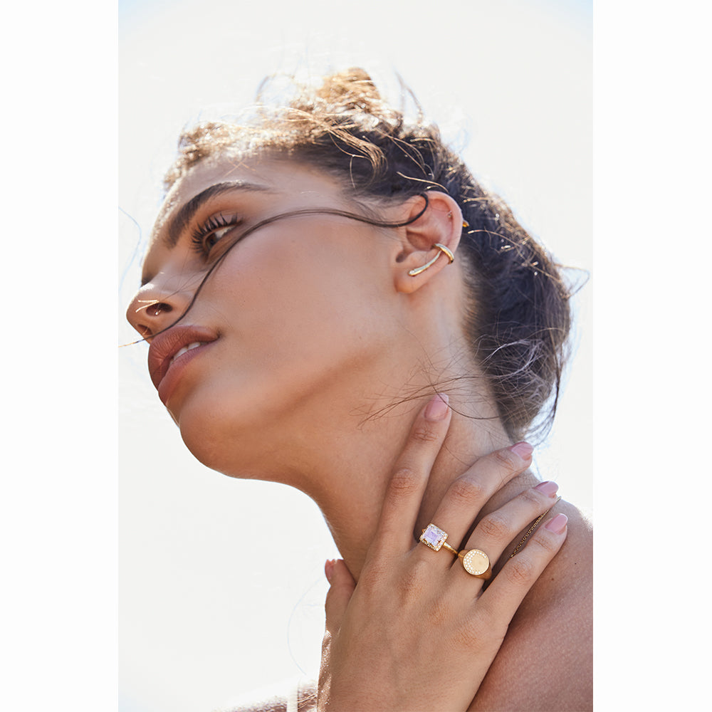 Mystic Rectangle Eden Ring - Moonstone Pave - Danielle Gerber Freedom Jewelry