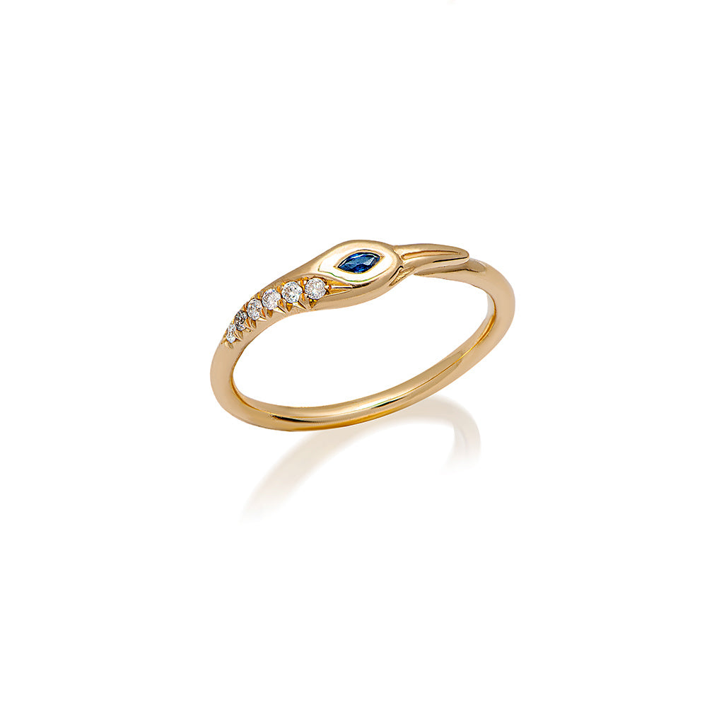 Petite Crane Ring - Sapphire &amp; diamonds - Danielle Gerber Freedom Jewelry