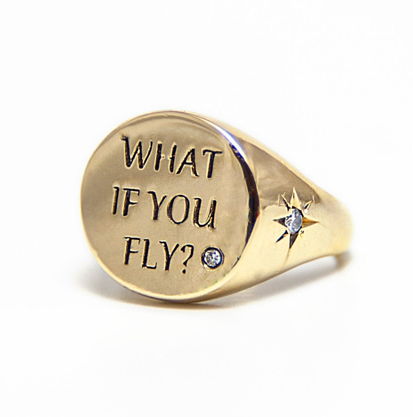 "what if you fly?" 14K Gold Ring - Danielle Gerber Freedom Jewelry